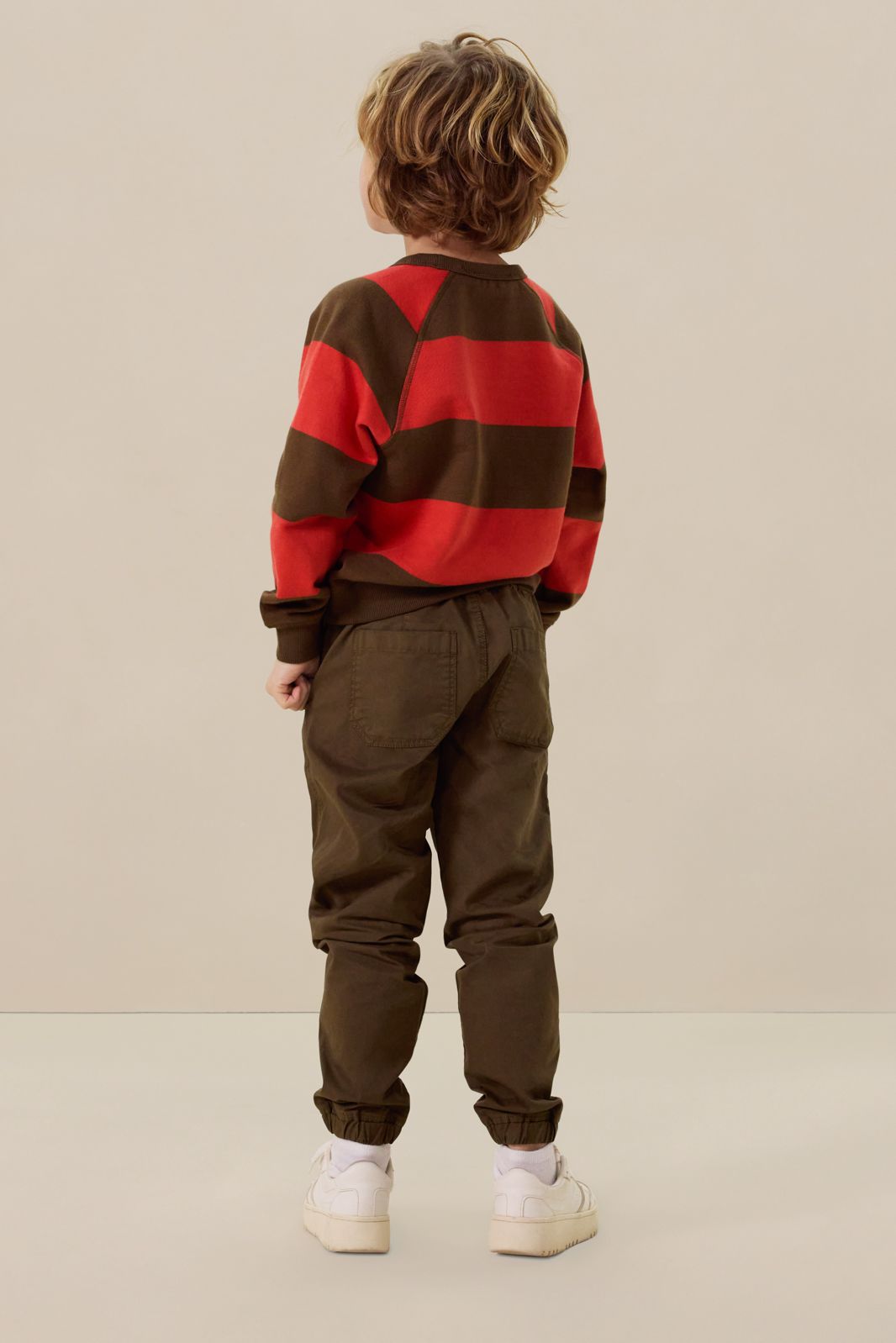 Donkerbruine pull on broek met aantrekkoorden