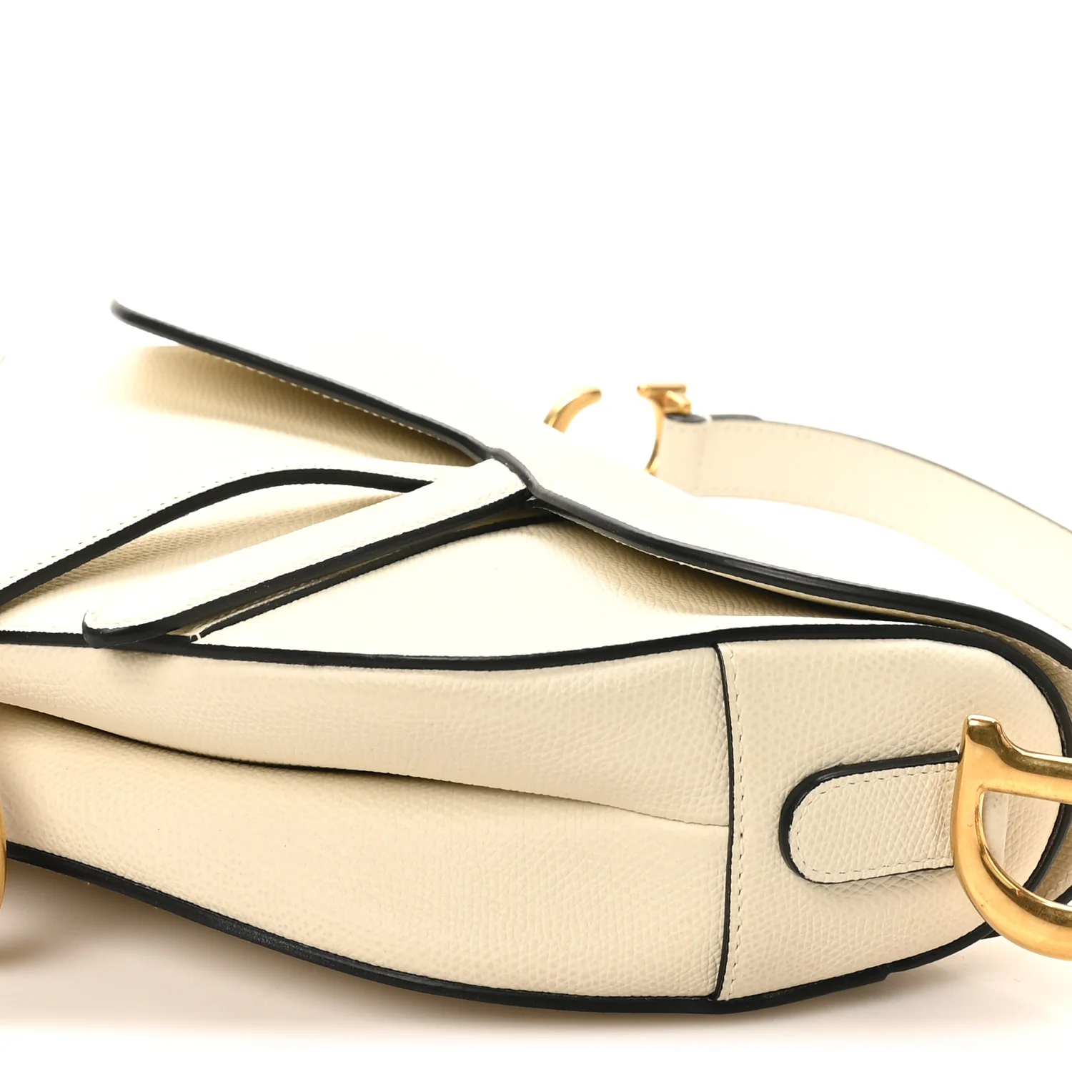 Grained Calfskin Saddle Bag White - Top Club