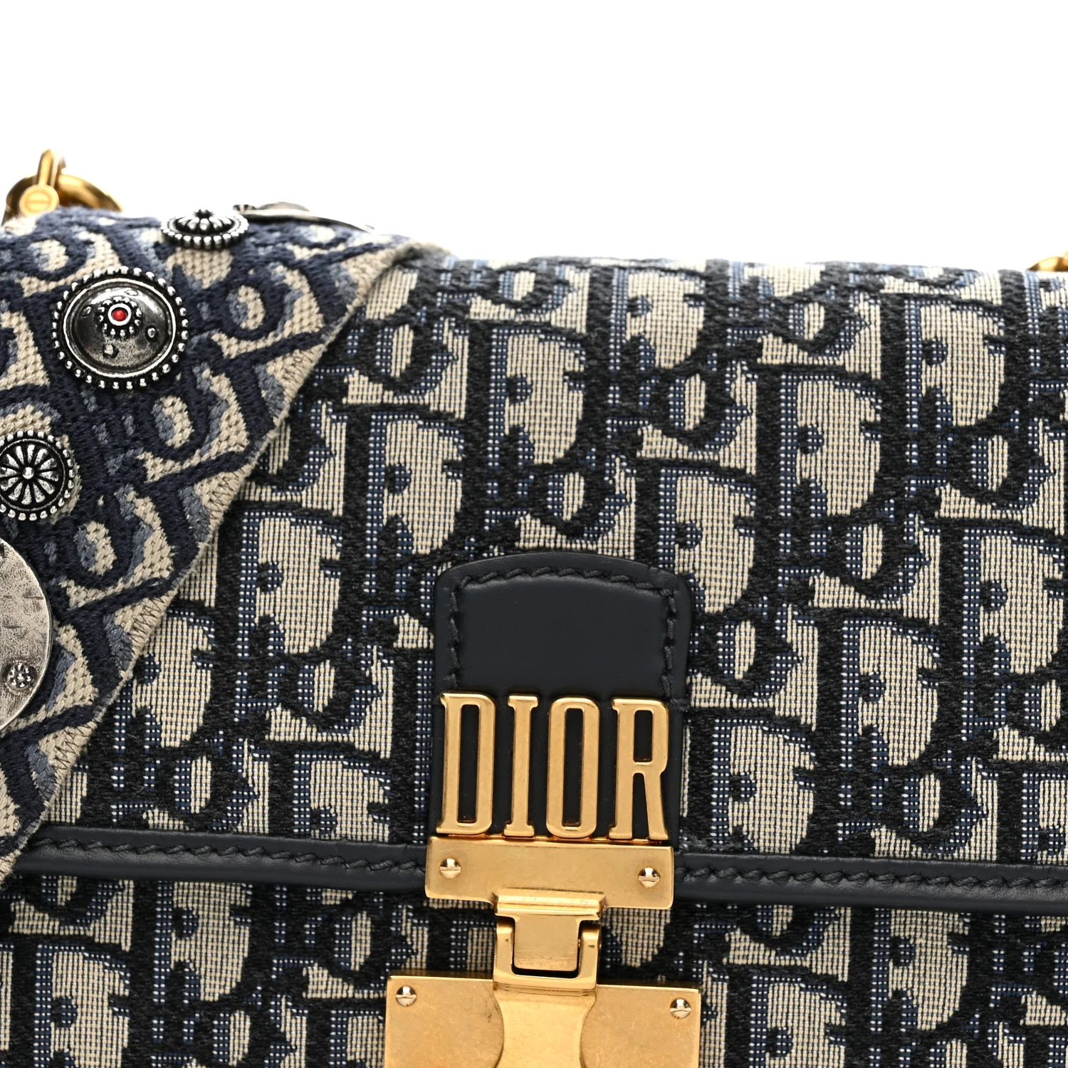 Oblique Small DiorAddict Flap Bag Navy Blue - Top Club