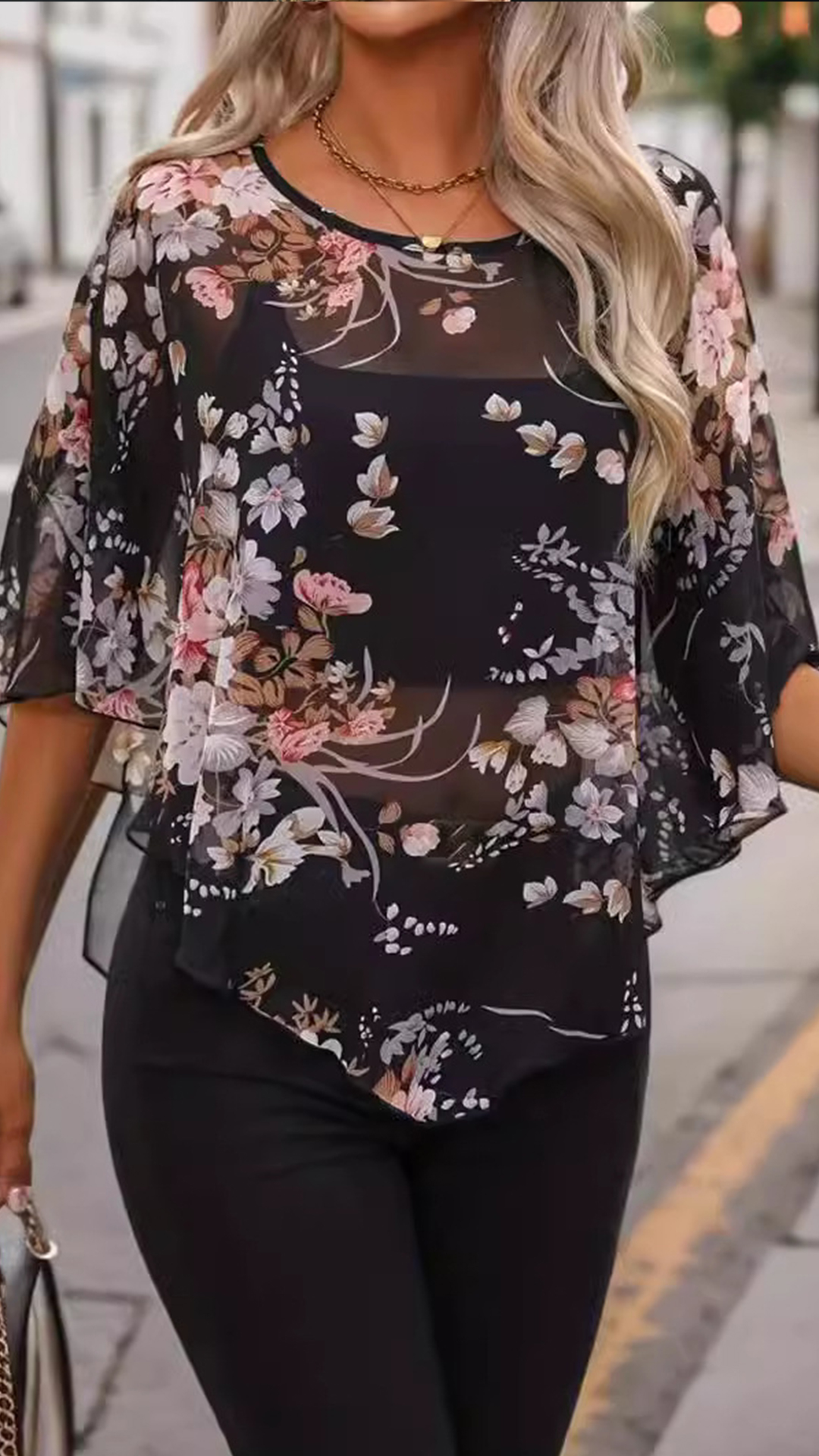 Women's Cotton-Blend Floral Print Batwing Sleeve Blouse - Nordfashionstorm - Women's Clothing, Fashion for You - Nordfashionstorm.com