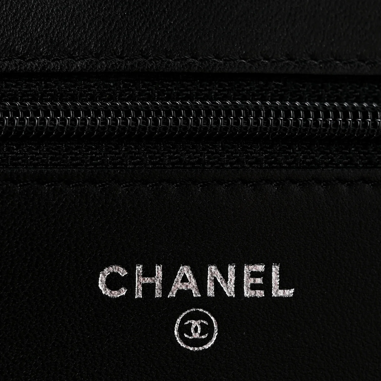 Lambskin Camellia Embossed Wallet On Chain WOC Black - Top Club