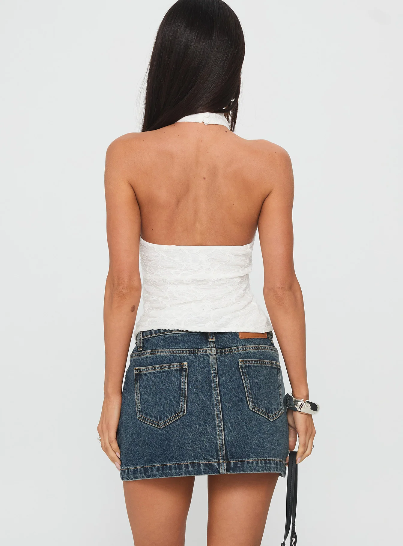 Nickei Denim Mini Skirt Washed Blue