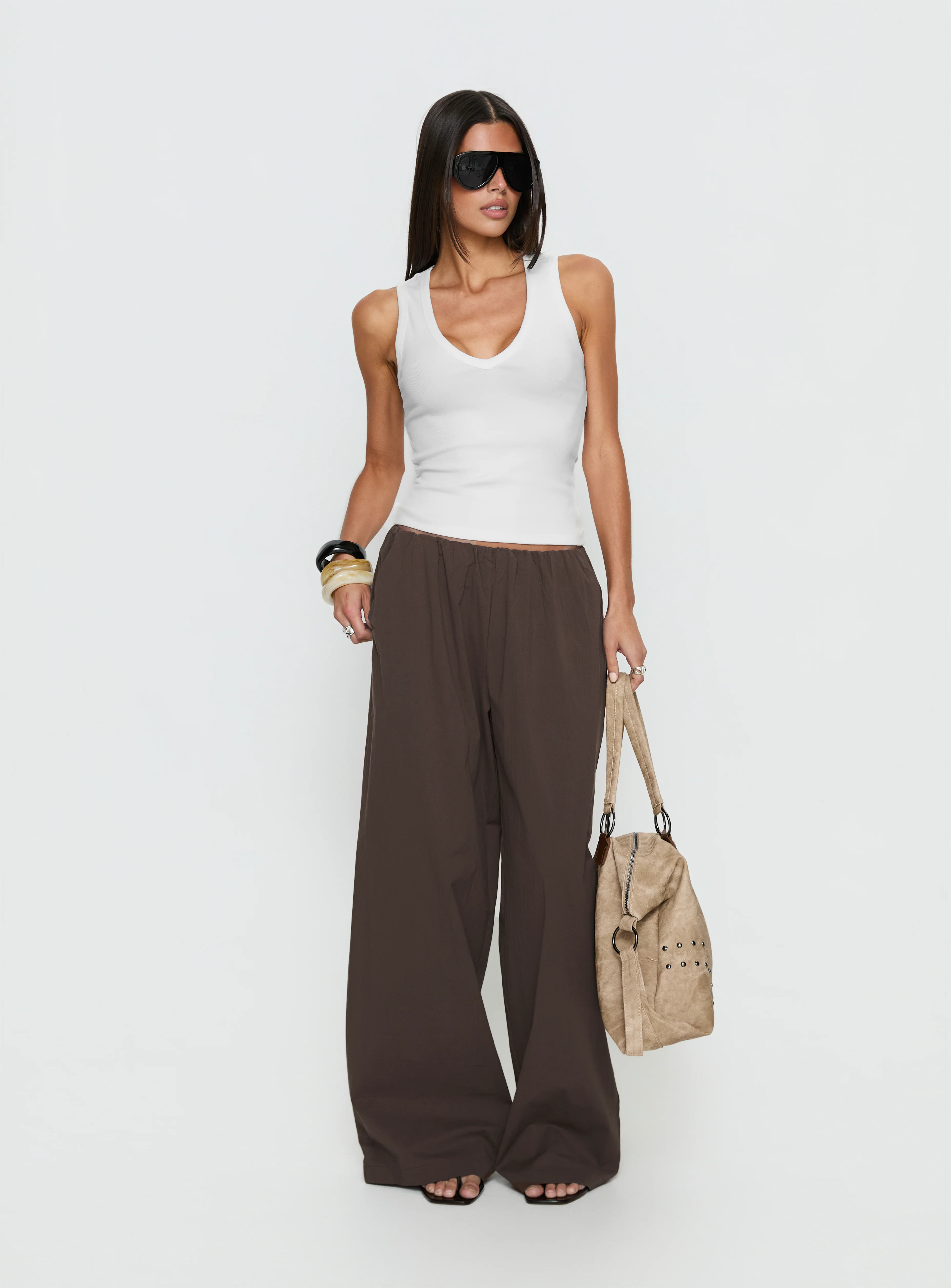 Lunea Concealed Waistband Pants Brown
