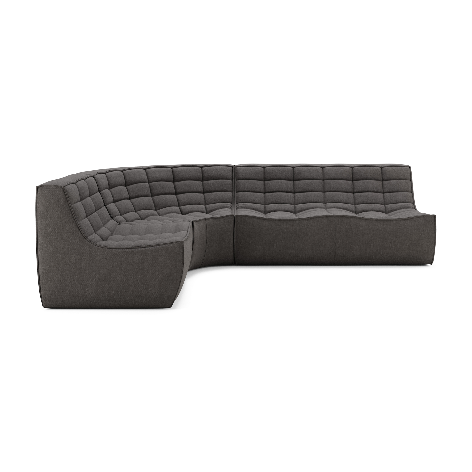 Modulaire bank N701 dark grey set 1 + 2 seat 90° ronde hoek