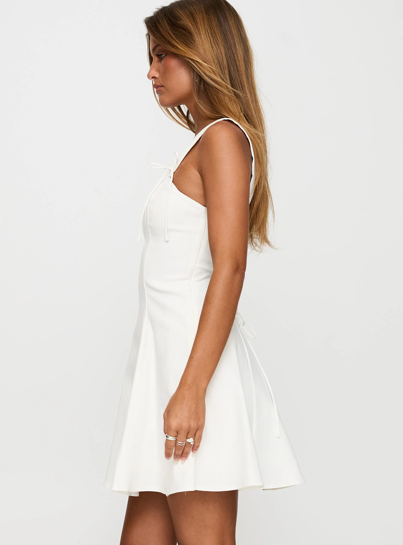 Honey Suckle Tie Up Mini Dress White