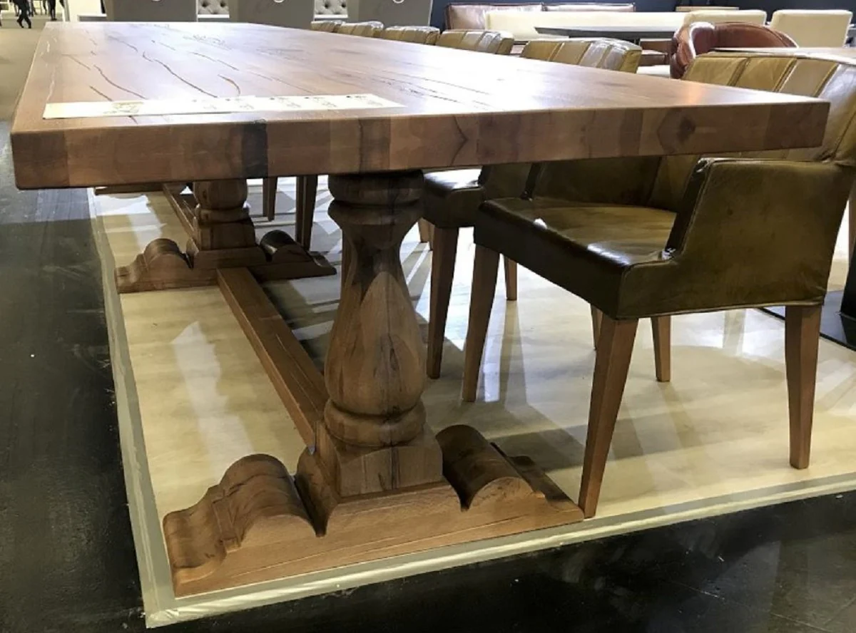 Country Style Dining Table Brown - Various Sizes - Rustic Solid Wood Kitchen Table - Rustic Solid Wood Dining Room Furniture - Country Style Dining Room Furniture