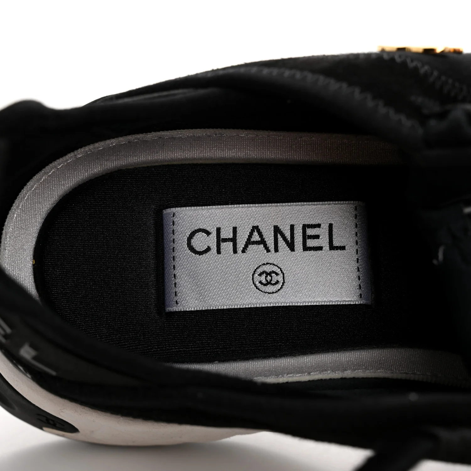 Velvet Calfskin Mixed Fibers CC Sneakers 38 Black - Top Club