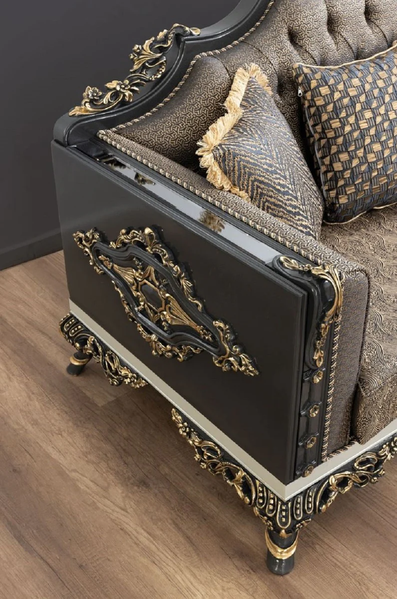 Luxury Baroque Living Room Set - 2 Sofas & 2 Armchairs & 1 Coffee Table - Handcrafted Living Room Furniture in Baroque Style - Noble & Magnificent
