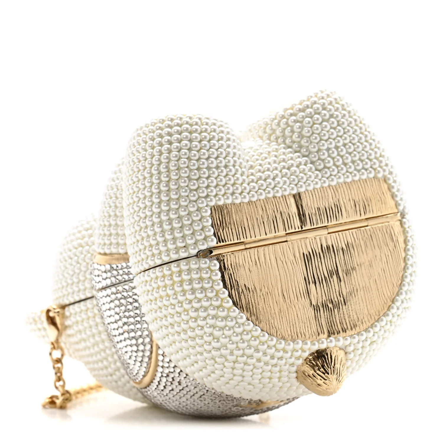 Pearl Crystal Sweetheart Bear Minaudiere Clutch White - Top Club