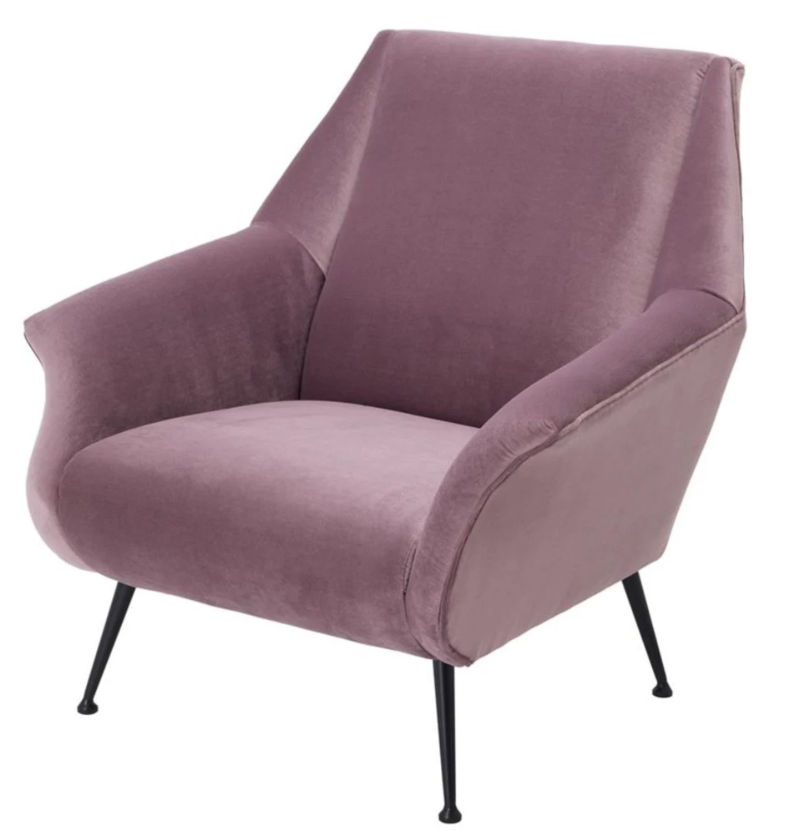 Luxury armchair in purple with black legs 88 x 80 x H. 91 cm - designer club furniture
