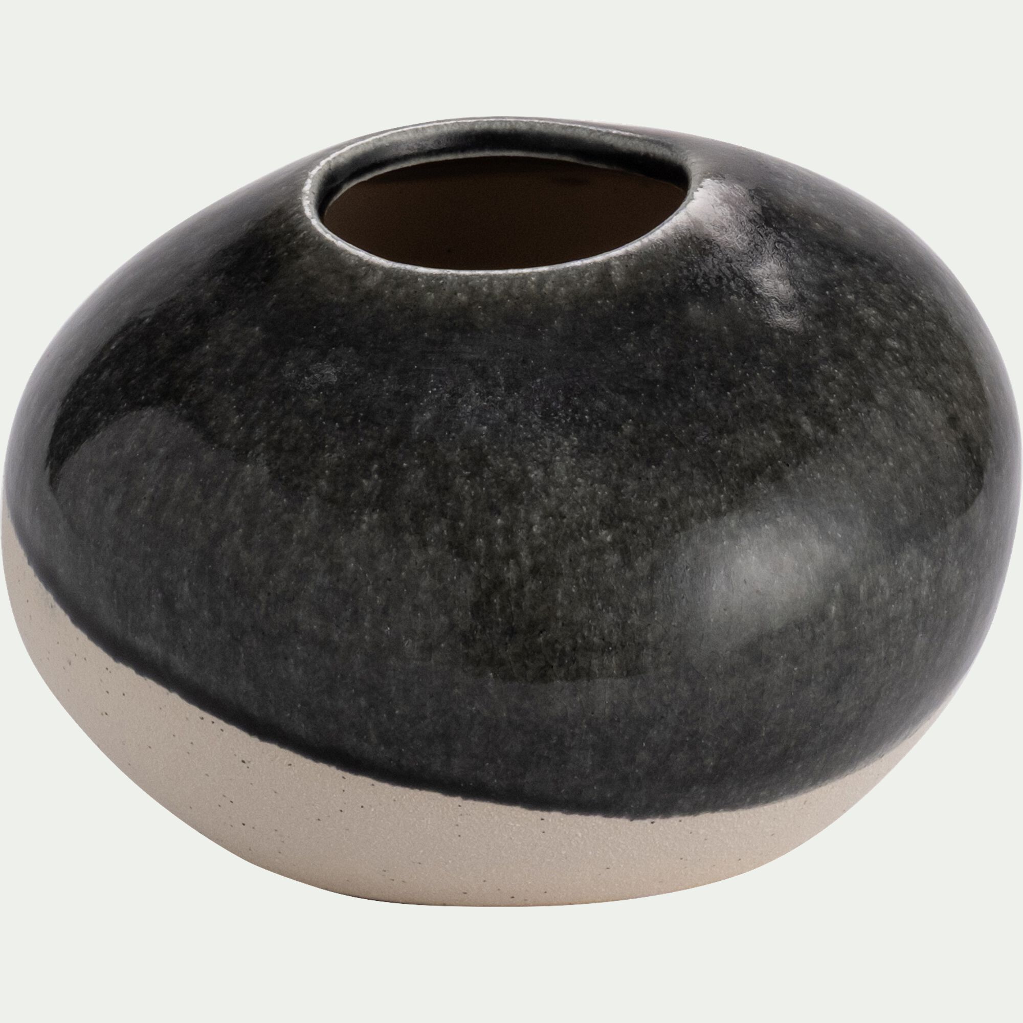 DINAN - Vase boule en grès H12cm - gris