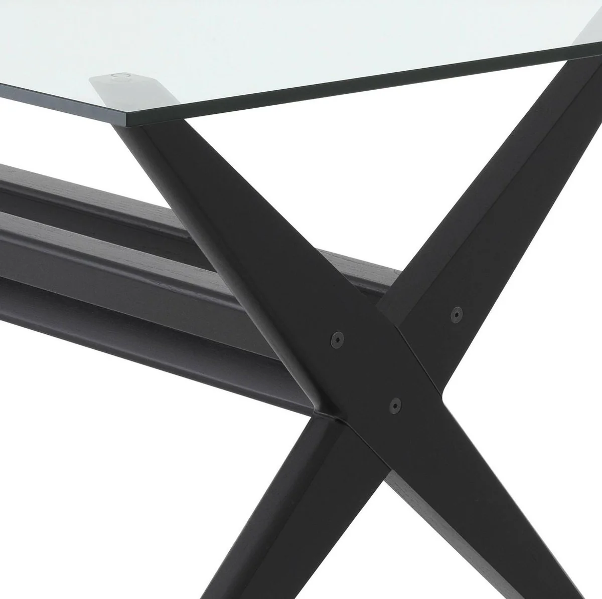 Luxury dining table black 230 x 100 x H. 77 cm - Solid wood kitchen table with glass top - Rectangular dining room table - Luxury dining room furniture