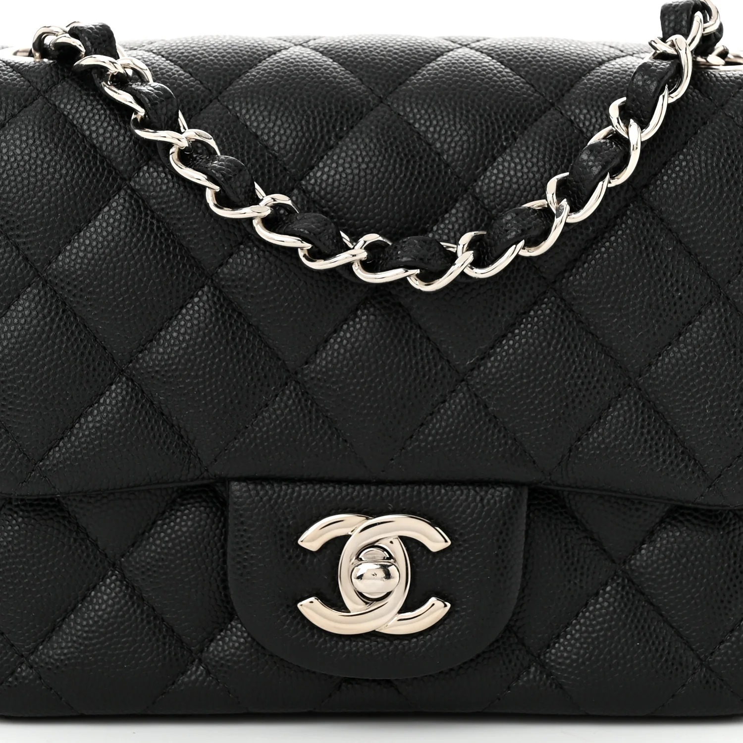 Caviar Quilted Mini Square Flap Black - Top Club