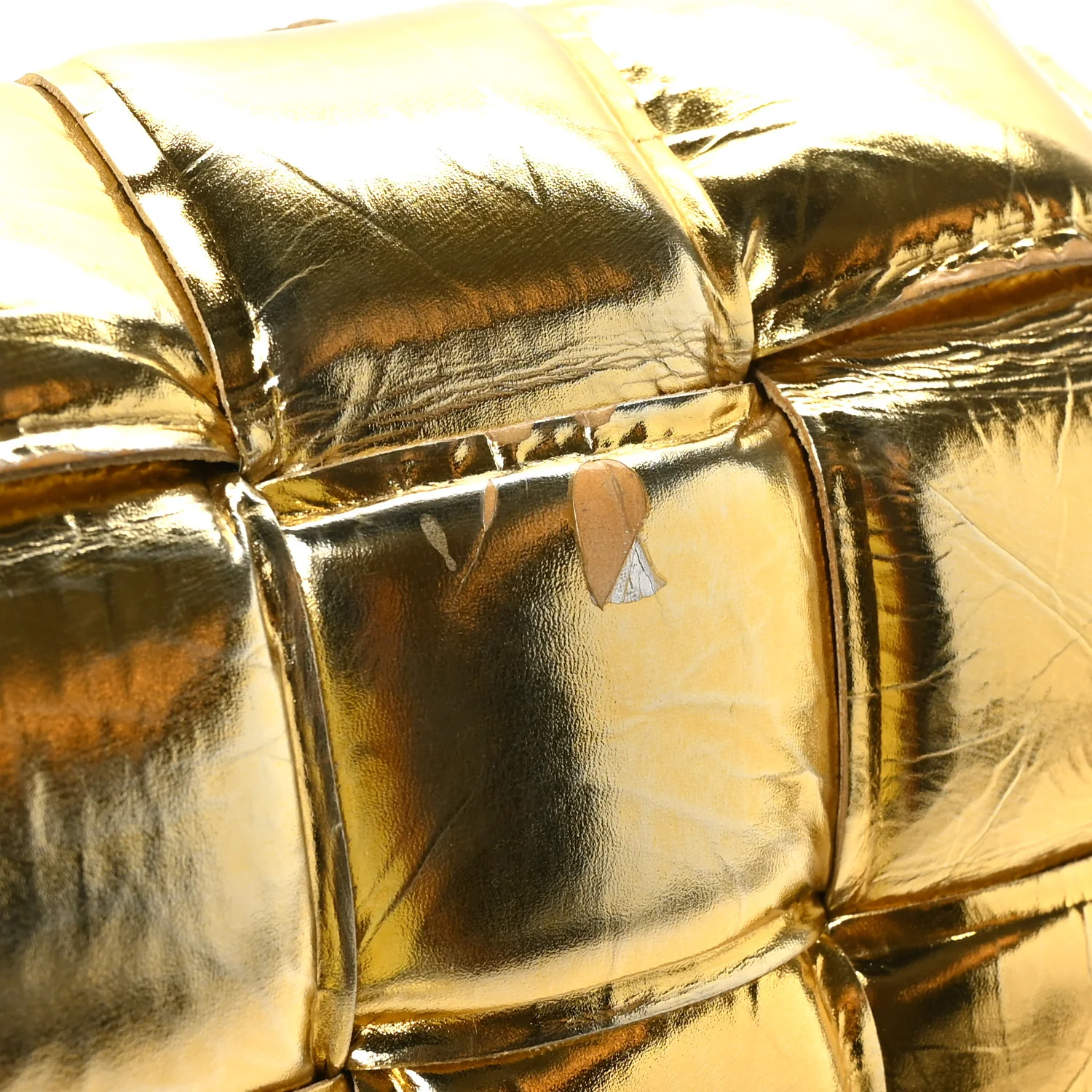 Mirror Lambskin Maxi Intreccio Padded Cassette Crossbody Bag Gold - Top Club