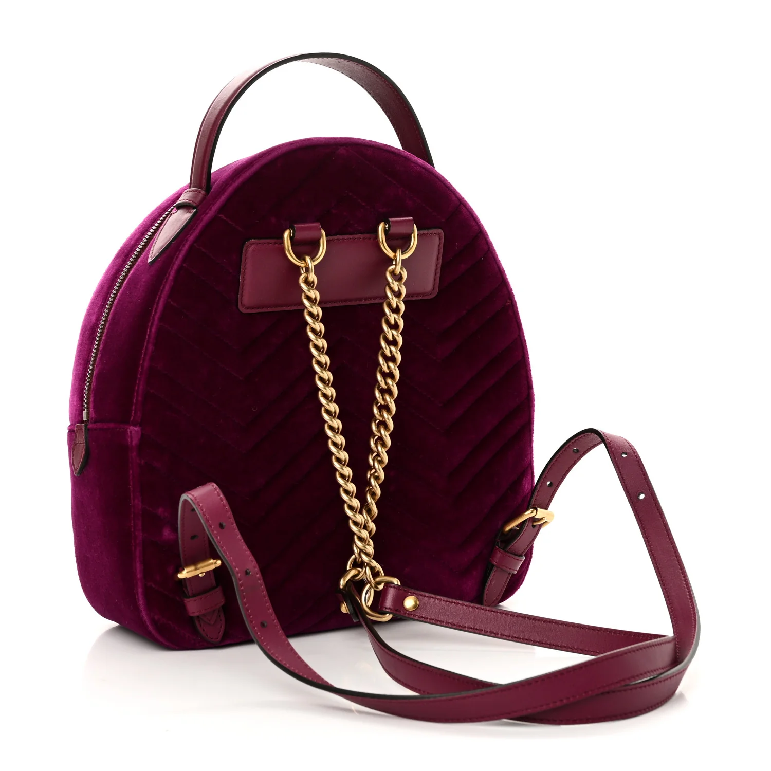 Velvet Matelasse GG Marmont Dome Backpack Fuchsia Violet Cyclamen - Top Club