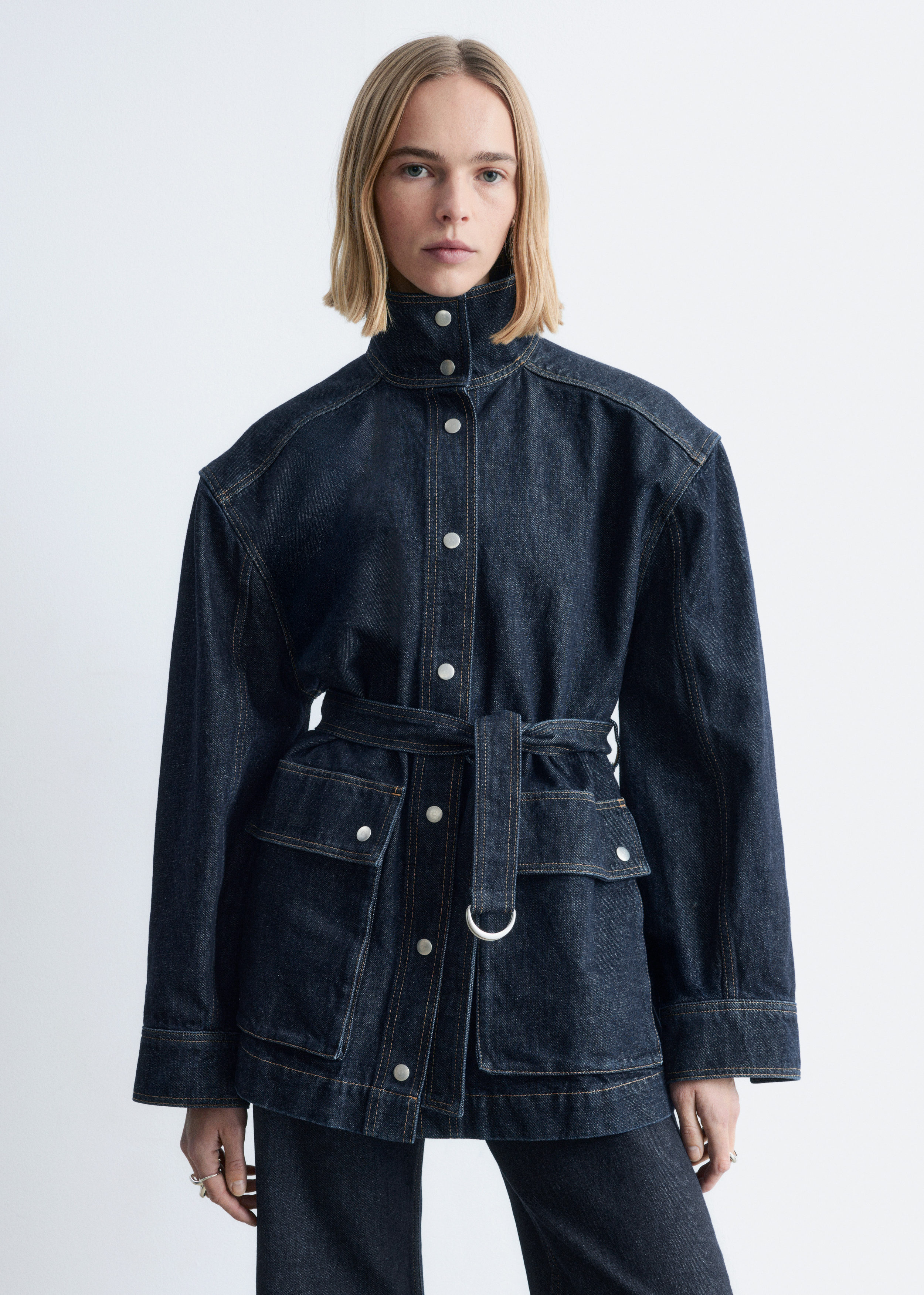 & Other Stories TIE-BELT DENIM JACKET