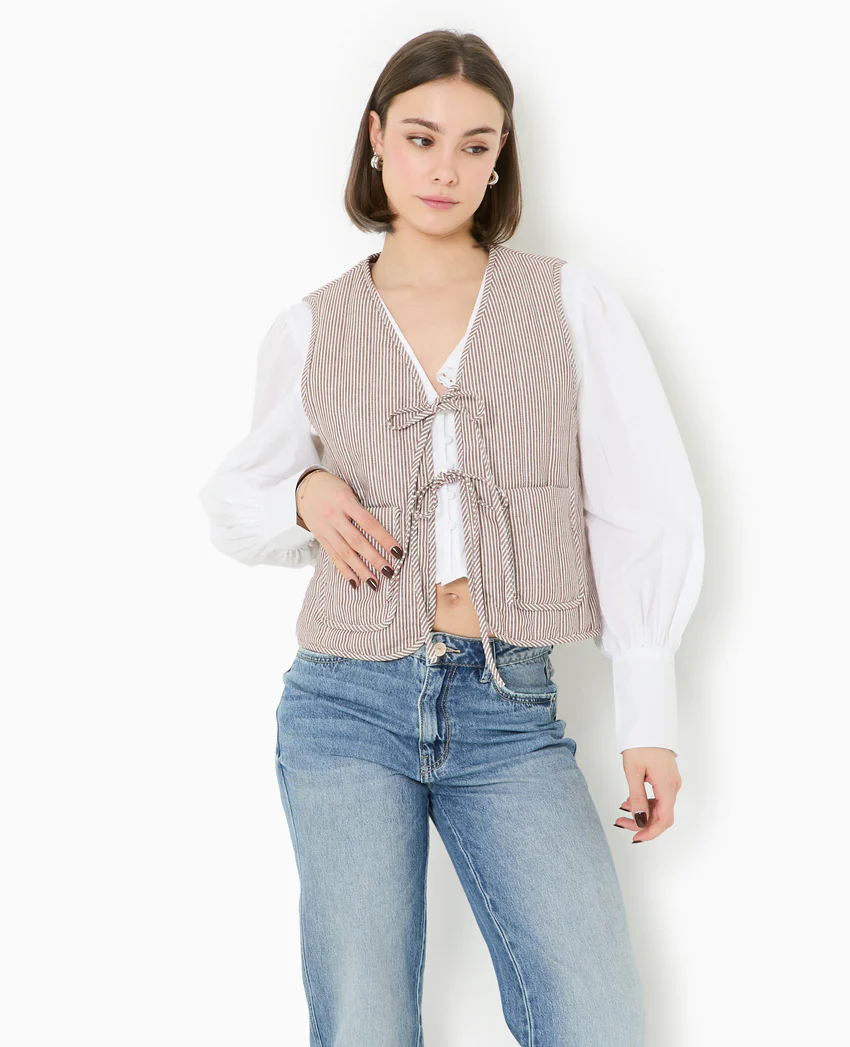 Pimkie Veste sans manches matelassée avec rayures
