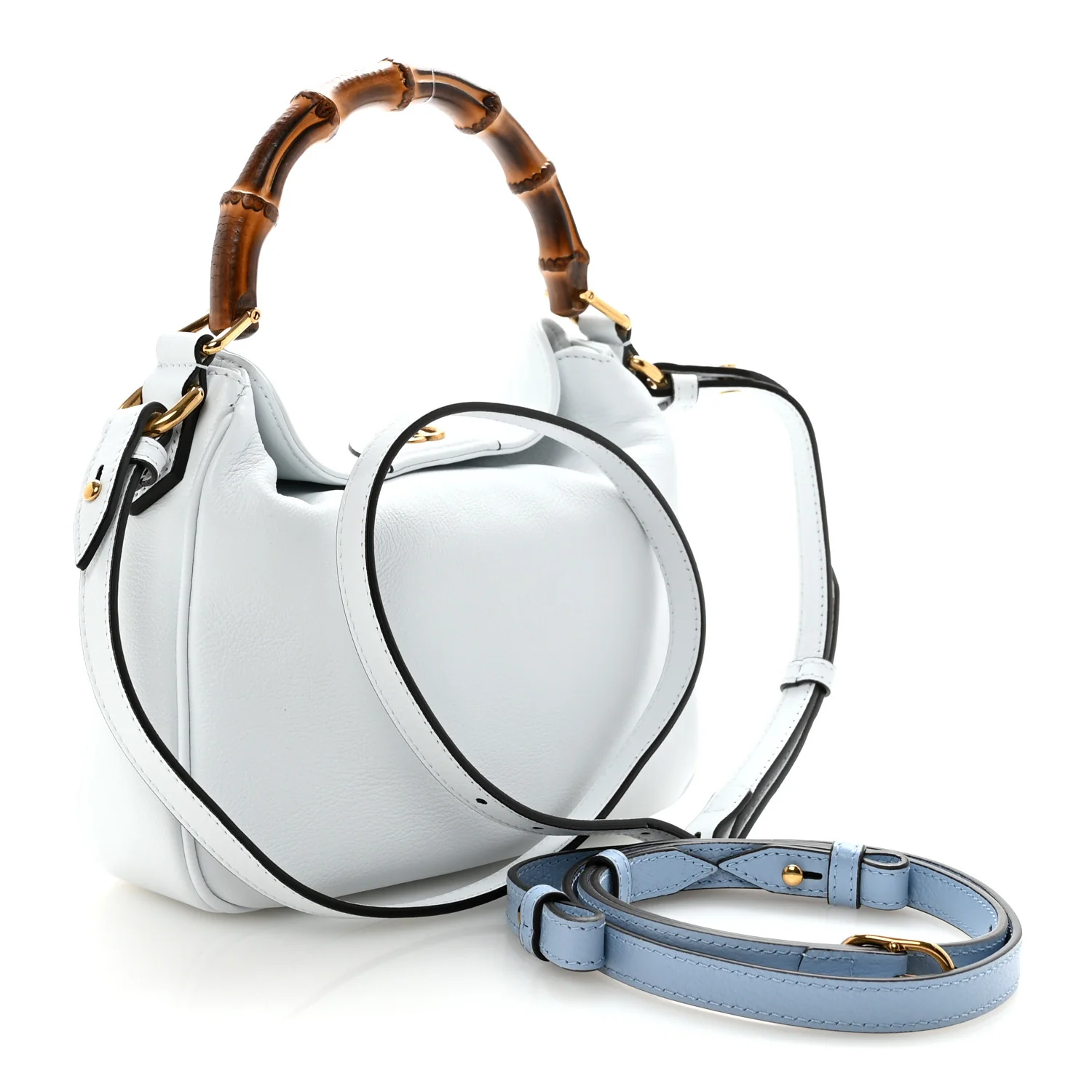 Softy Wonka Textured Dollar Calfskin Small Diana Shoulder Bag Pale Blue - Top Club