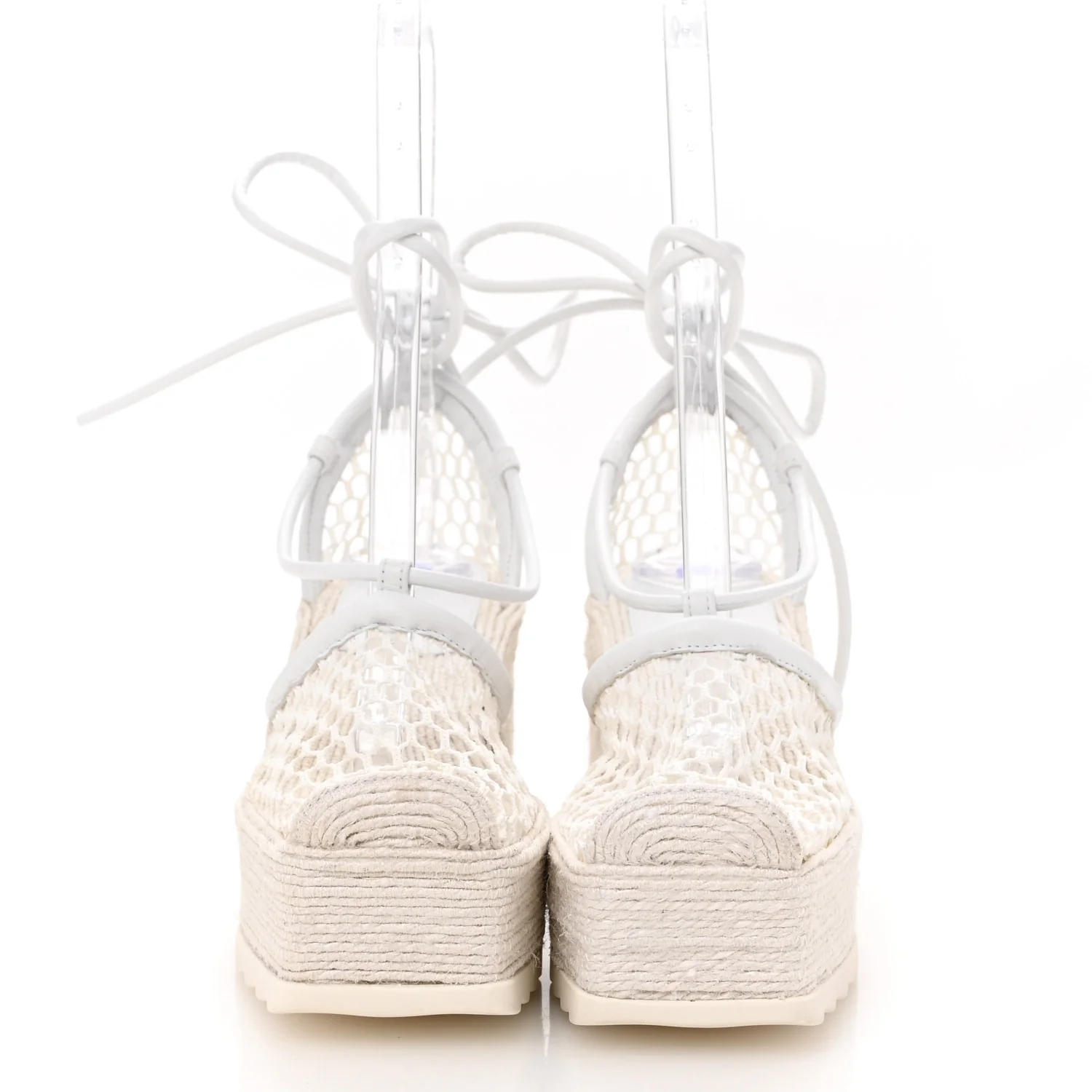 Mesh Lambskin Sporty Web Stretch Ankle Tie Espadrilles 37 Optic White - Top Club