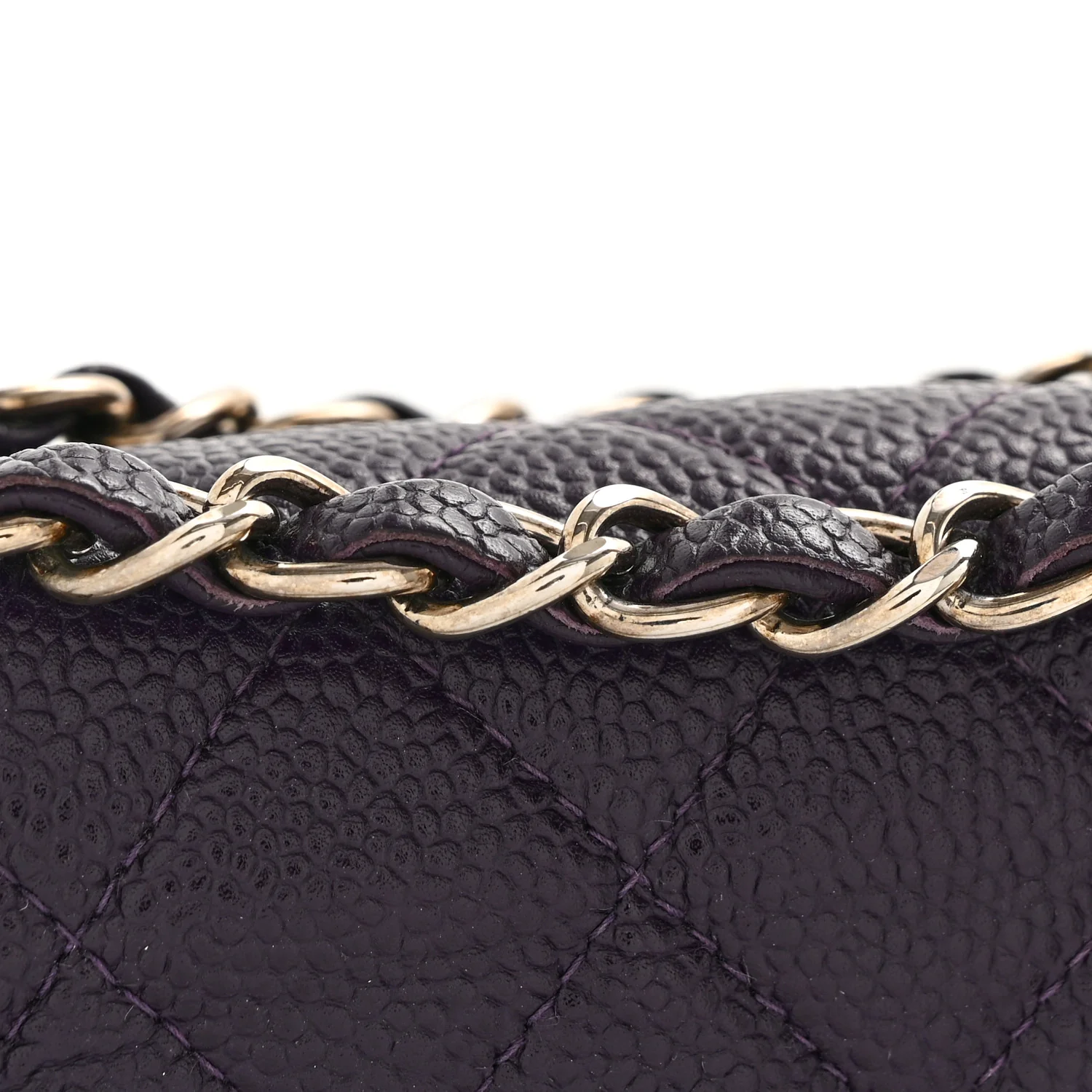 Caviar Quilted Small Double Flap Dark Purple - Top Club