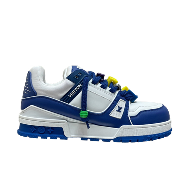 LOUIS VUITTON TRAINER MAXI LOW-TOP SNEAKERS IN WHITE AND BLUE   LVS117 - Sneaker Replica Workshop