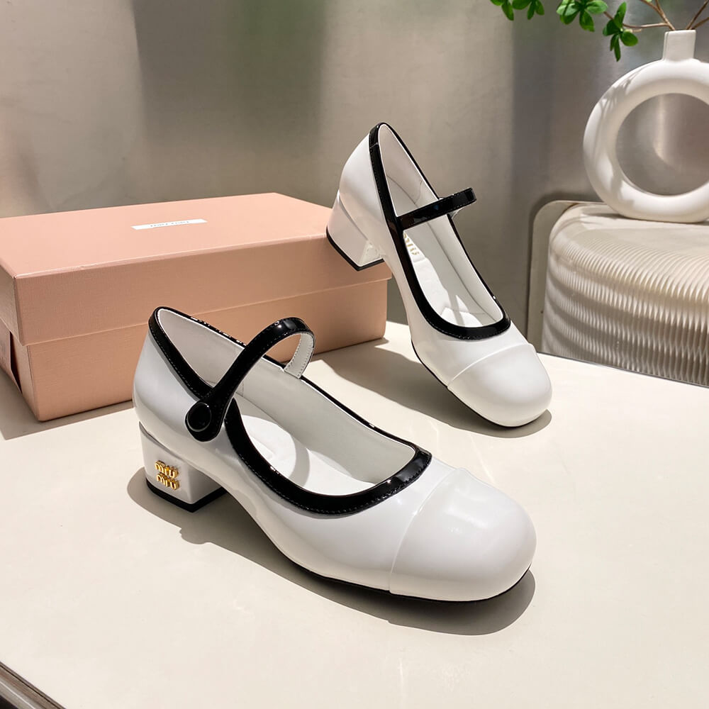 MiuMiu Two-tone patent leather Mary Jane pumps - Top Club