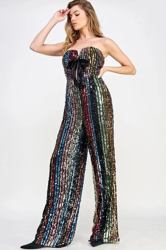 Don't Start Now Multi Sequin Jumpsuit - ALJEGJ