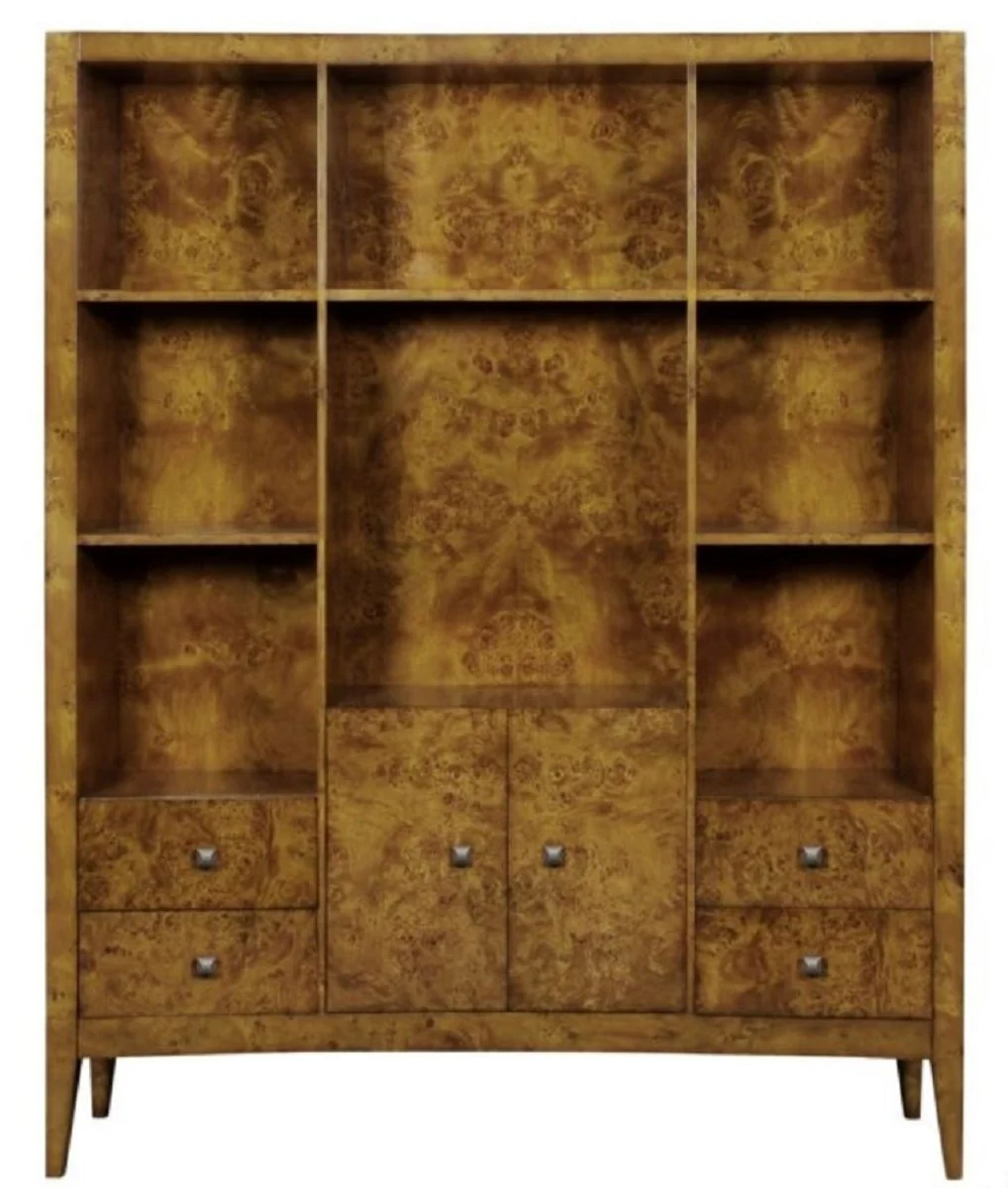 Luxury bookcase with 2 doors and 4 drawers light brown 150 x 35 x H. 190 cm - office cabinet - living room cabinet - luxury quality