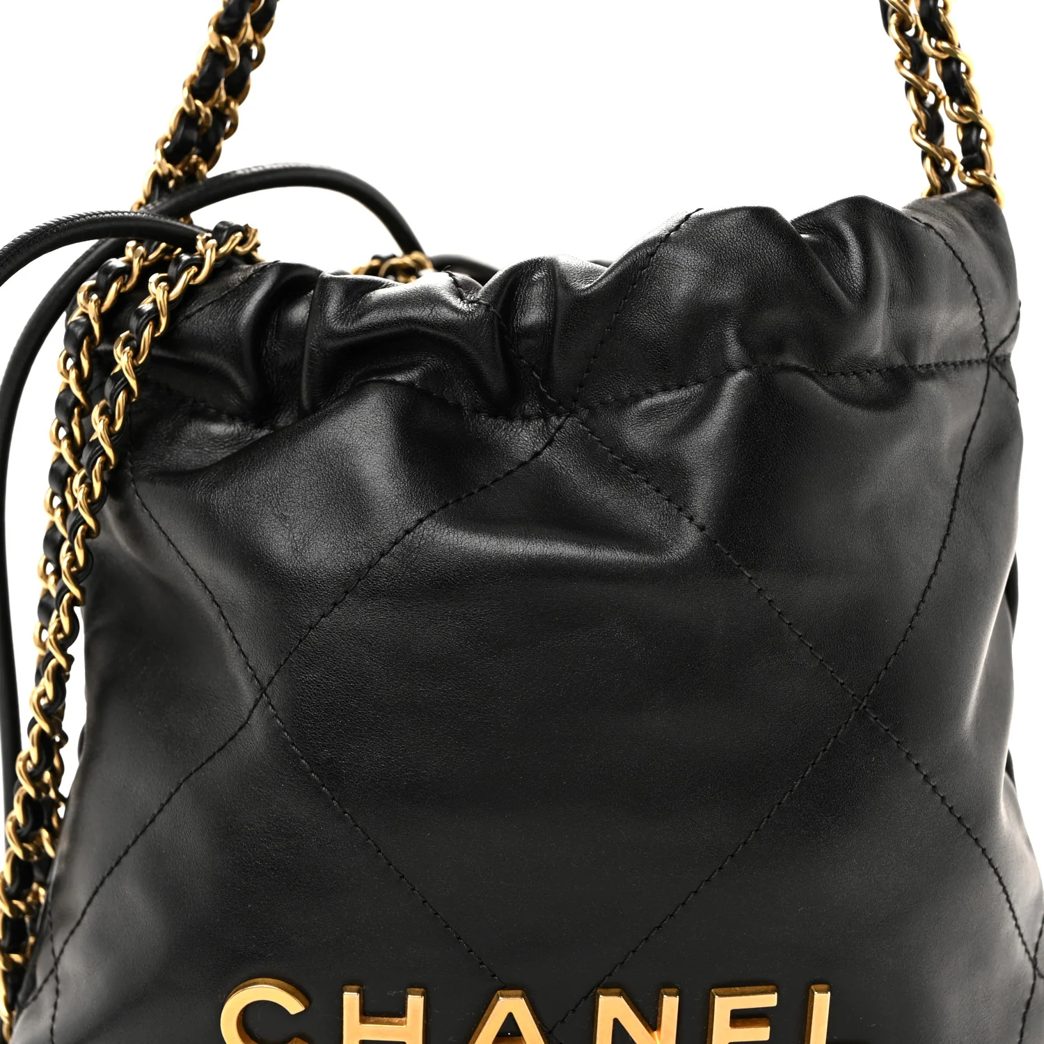 Shiny Calfskin Quilted Mini Chanel 22 Black - Top Club