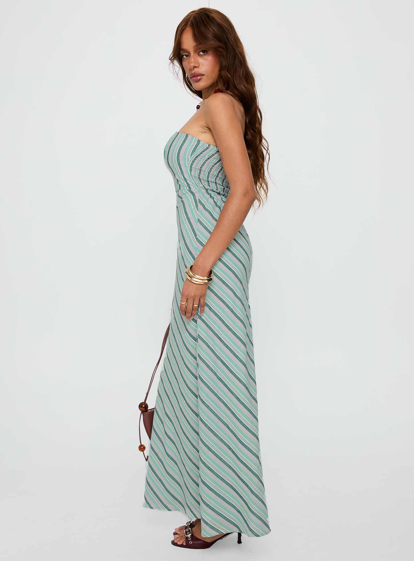 Finchie Strapless Maxi Dress Blue Stripe