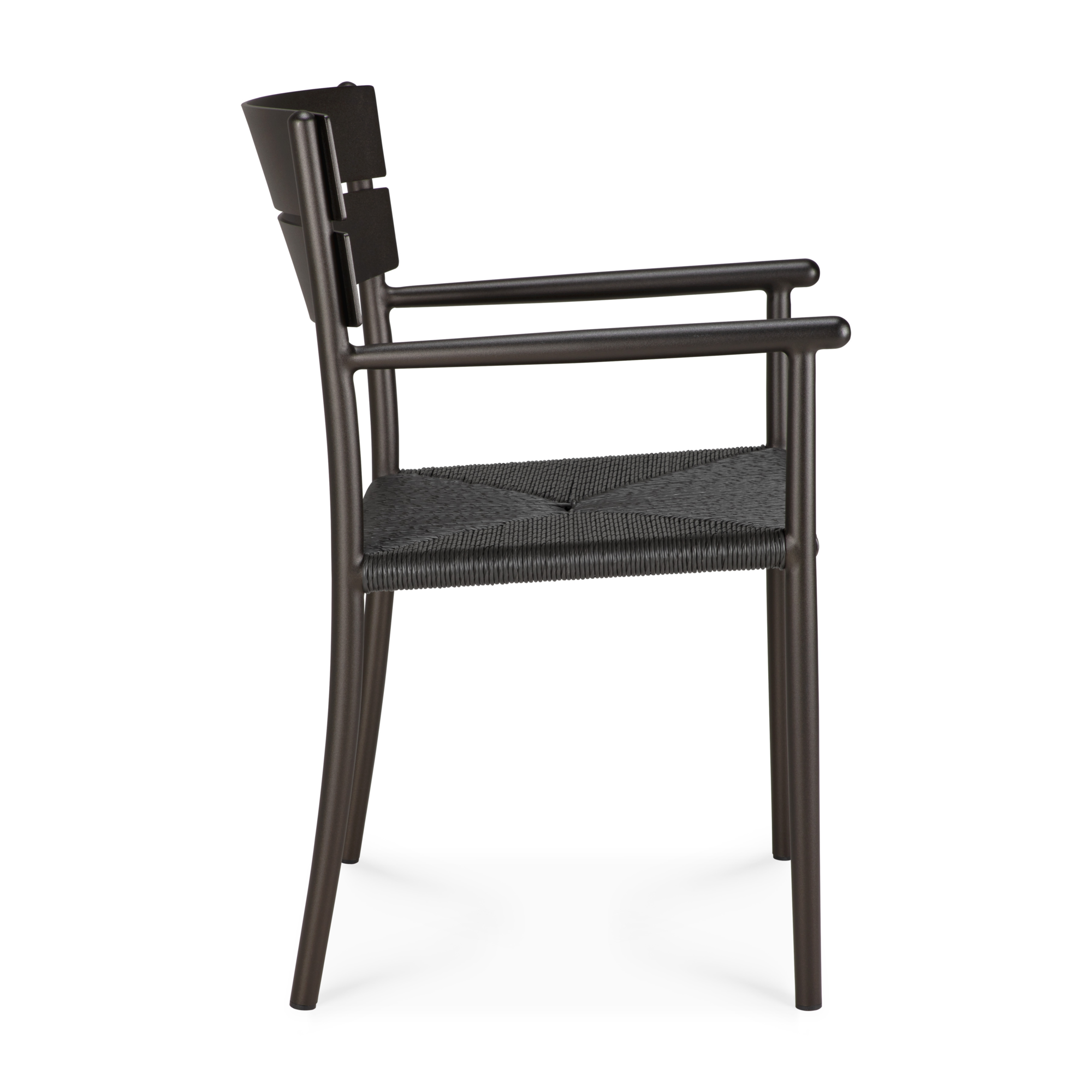 Tuinstoel Elin dark bronze/koord met armleuning