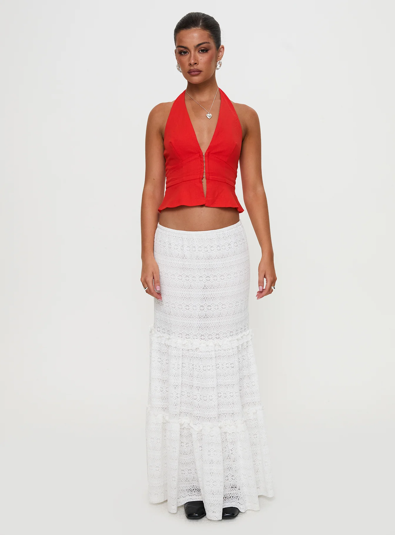 Buttacupe Lace Maxi Skirt White