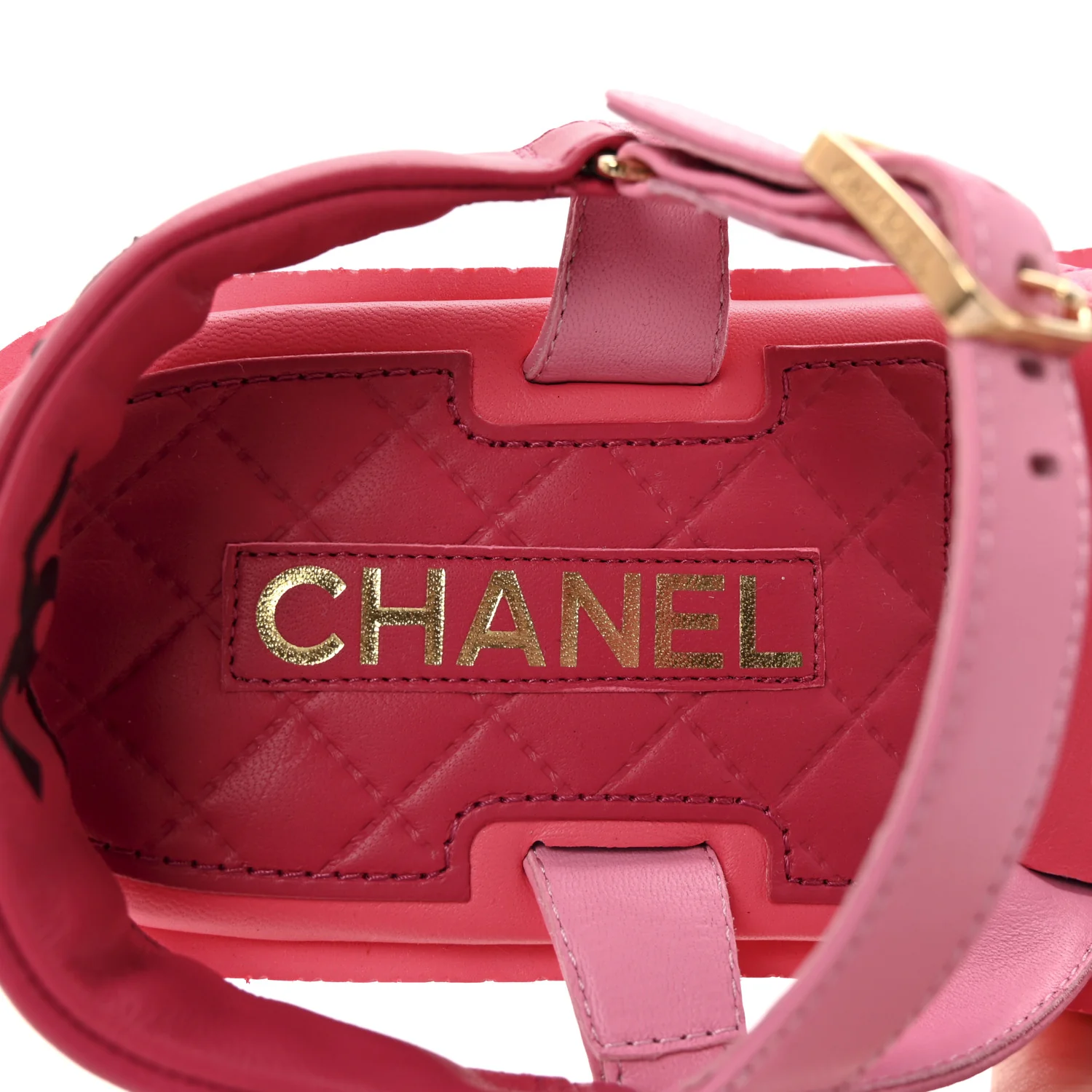 Lambskin Logo Platform Sandals 39 Pink Red - Top Club