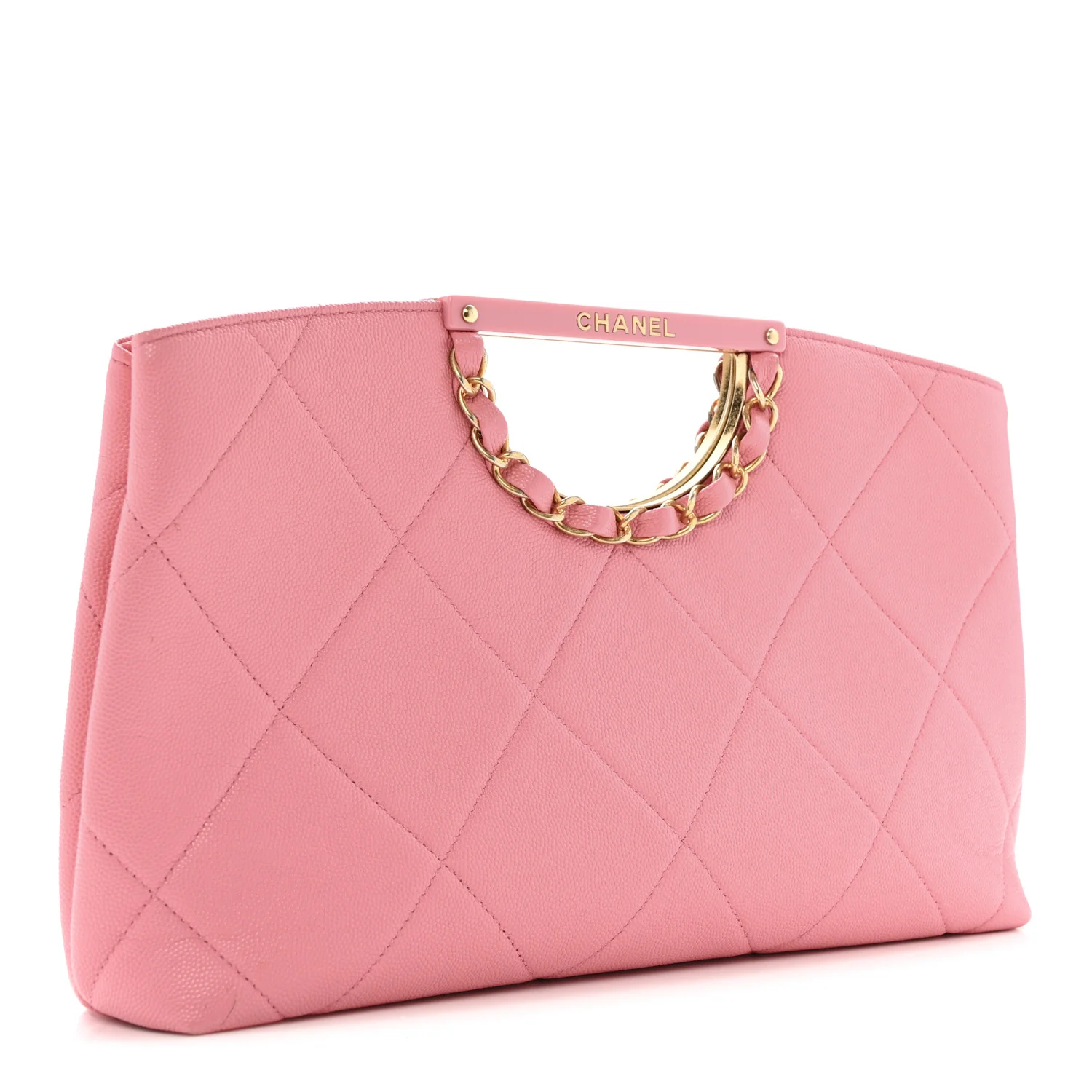 Caviar Quilted A Real Catch Clutch Pink - Top Club