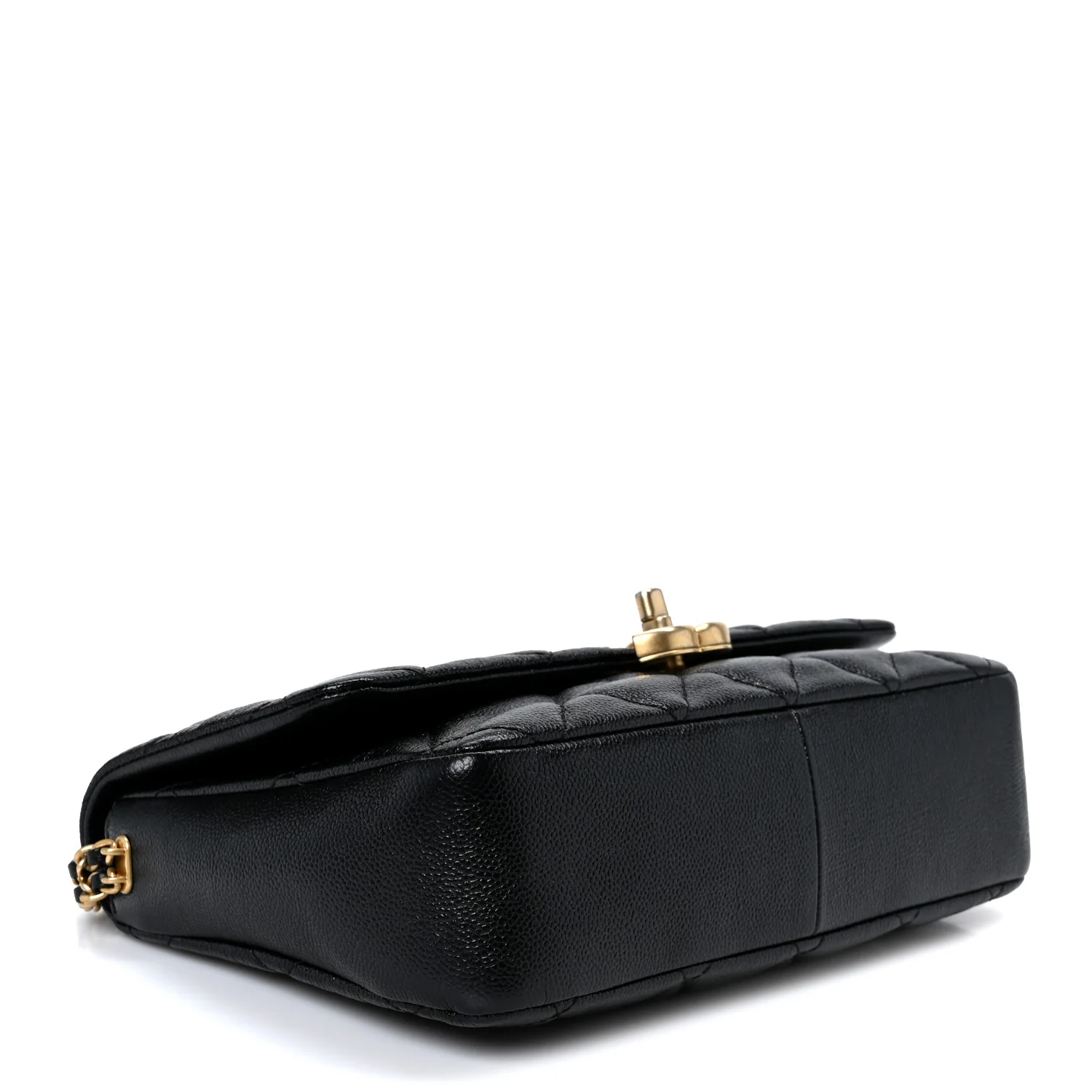 Shiny Caviar Quilted Large Chain Melody Flap Black - Top Club