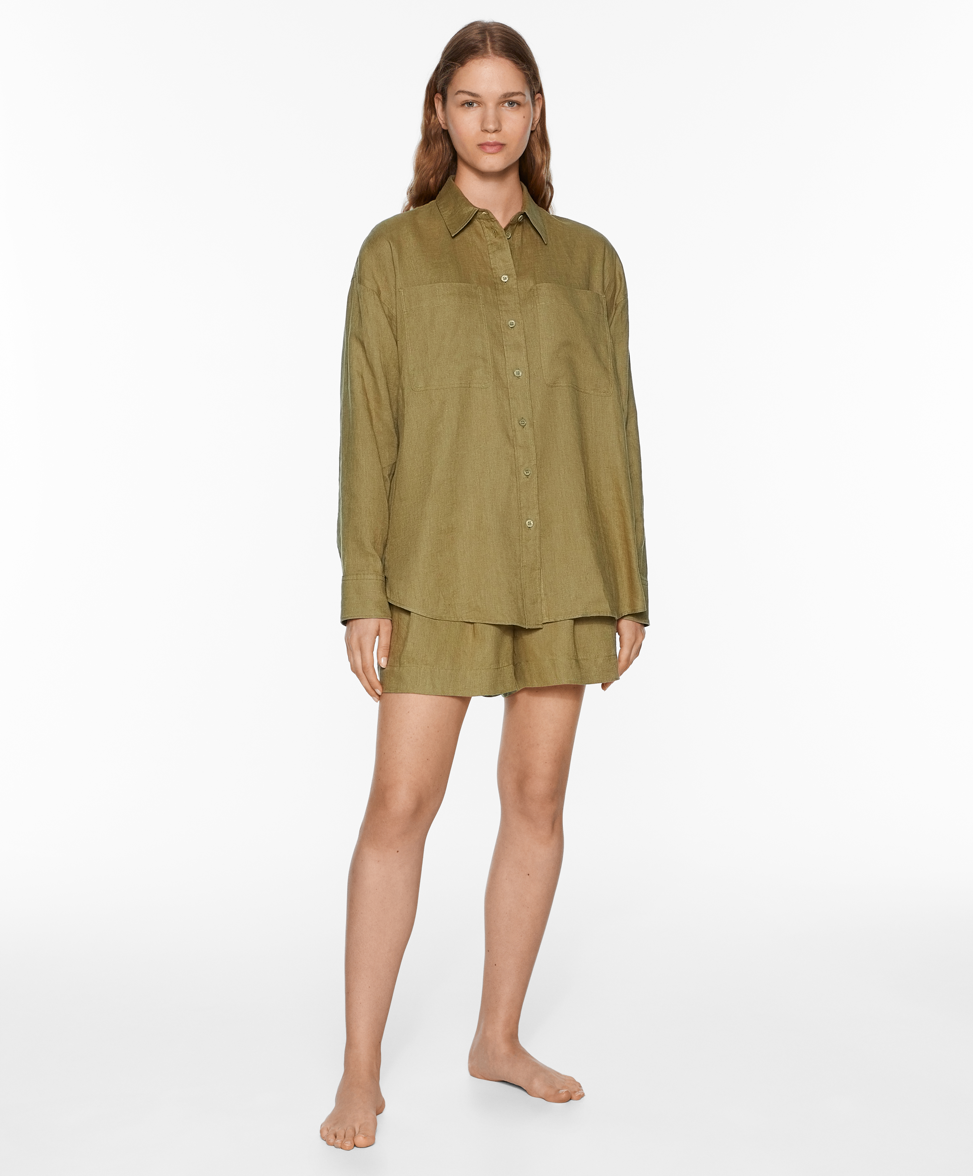 OYSHO 100% linen tailored-fit shorts