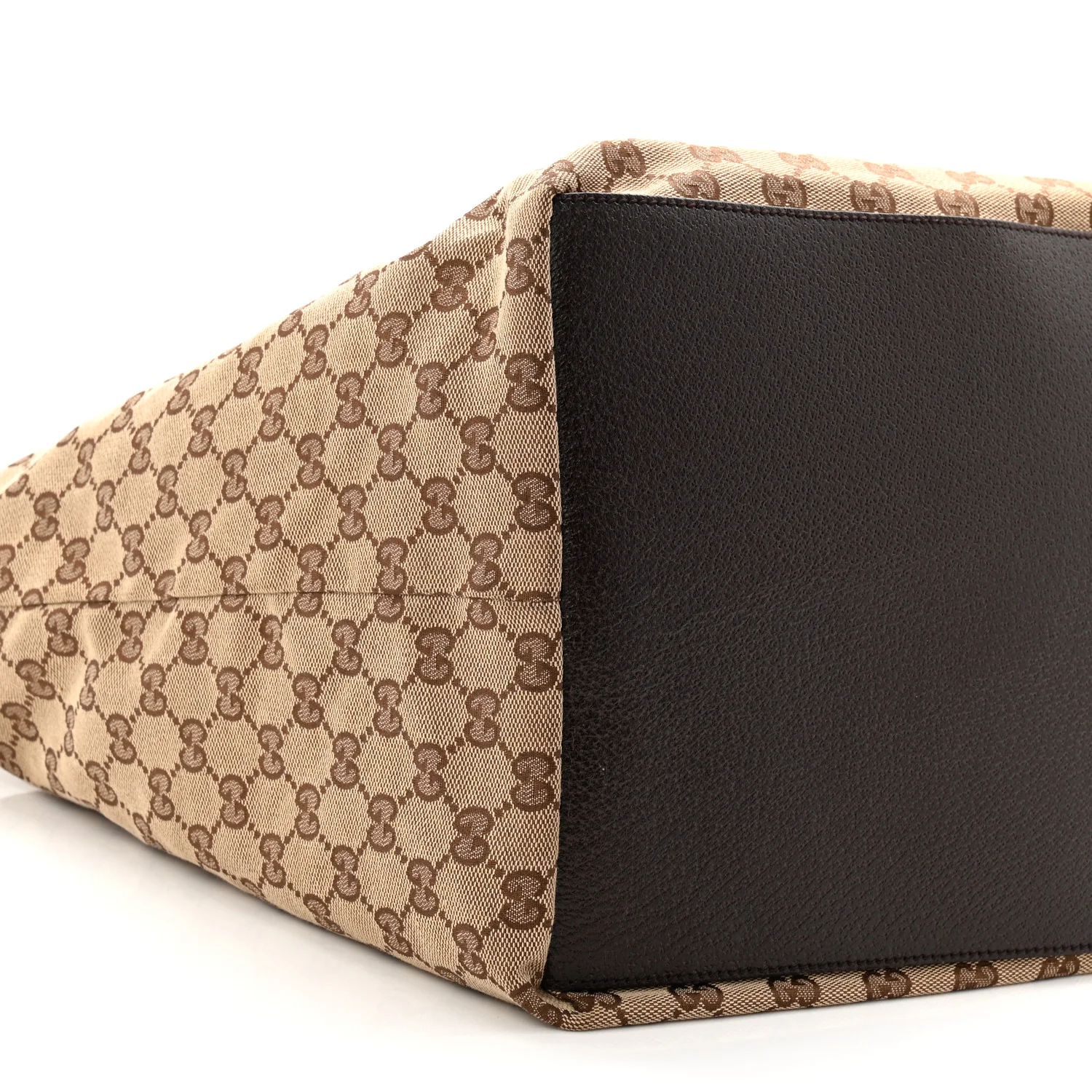 GG Monogram Large Web Handle Bucket Tote Dark Brown - Top Club