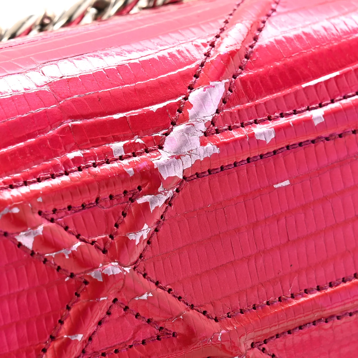 Metallic Lizard Small Diorama Flap Bag Fuchsia - Top Club