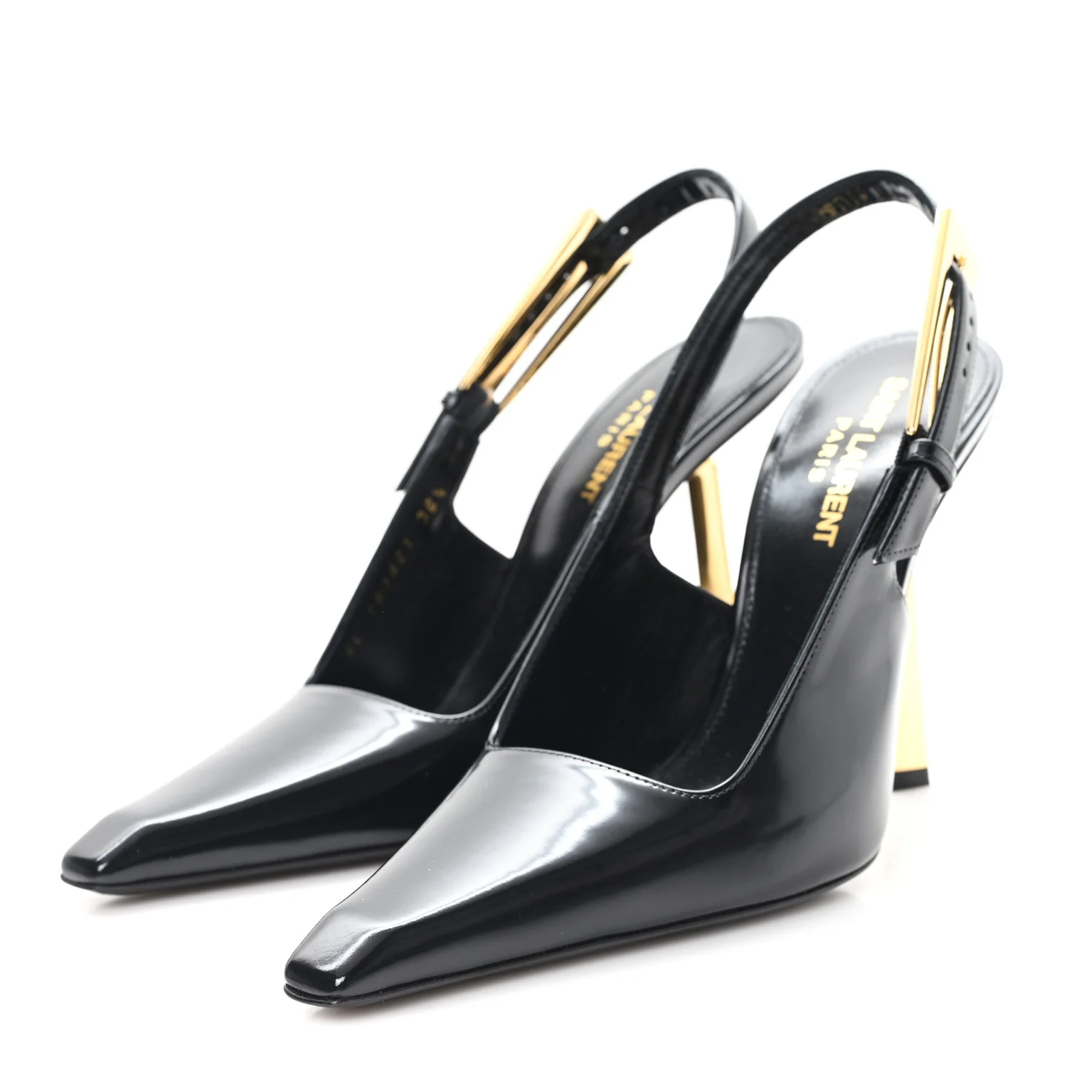 Glazed Calfskin Lee 110 Slingback Pumps 36.5 Black - Top Club