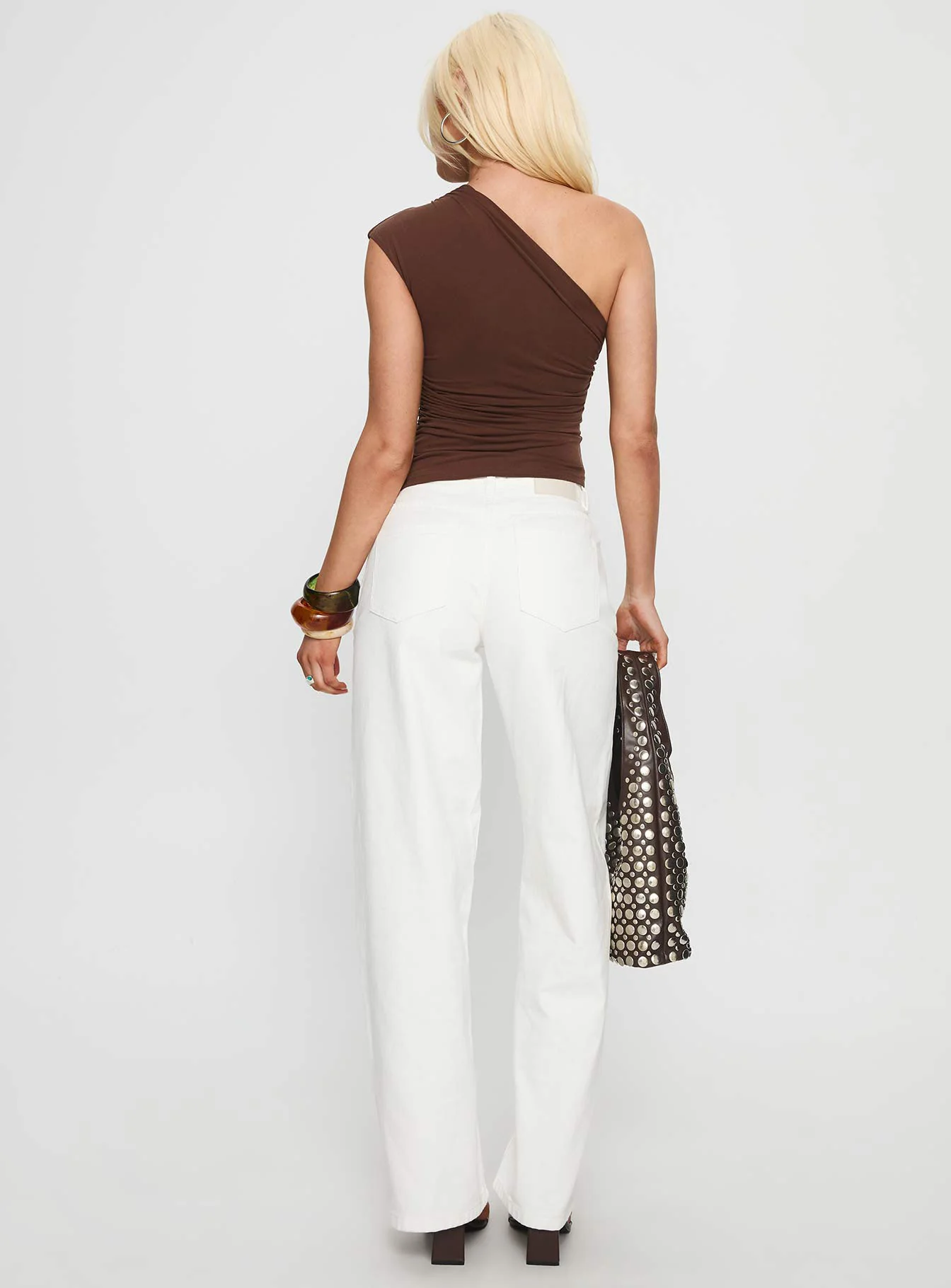 Taji Mid Rise Wide Leg Jeans White