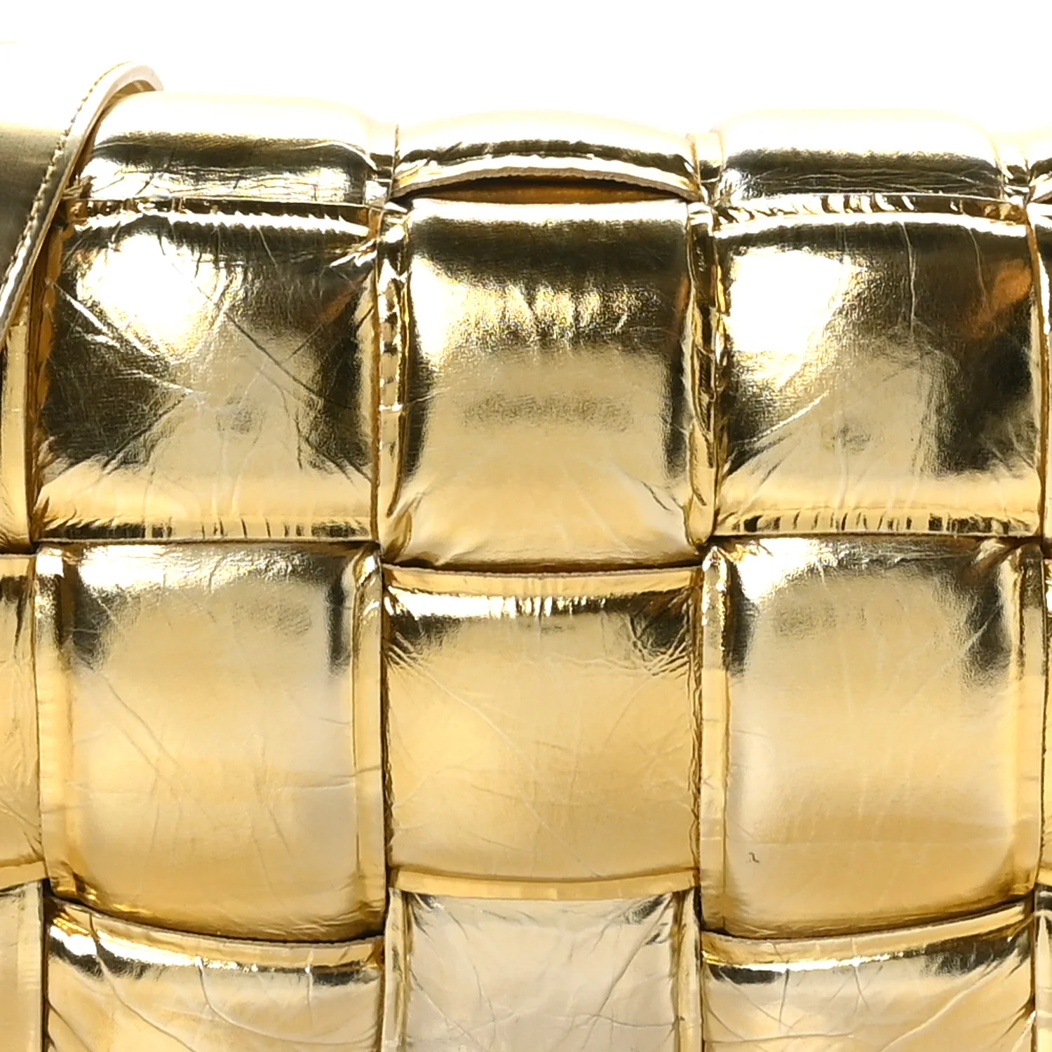 Mirror Lambskin Maxi Intreccio Padded Cassette Crossbody Bag Gold - Top Club