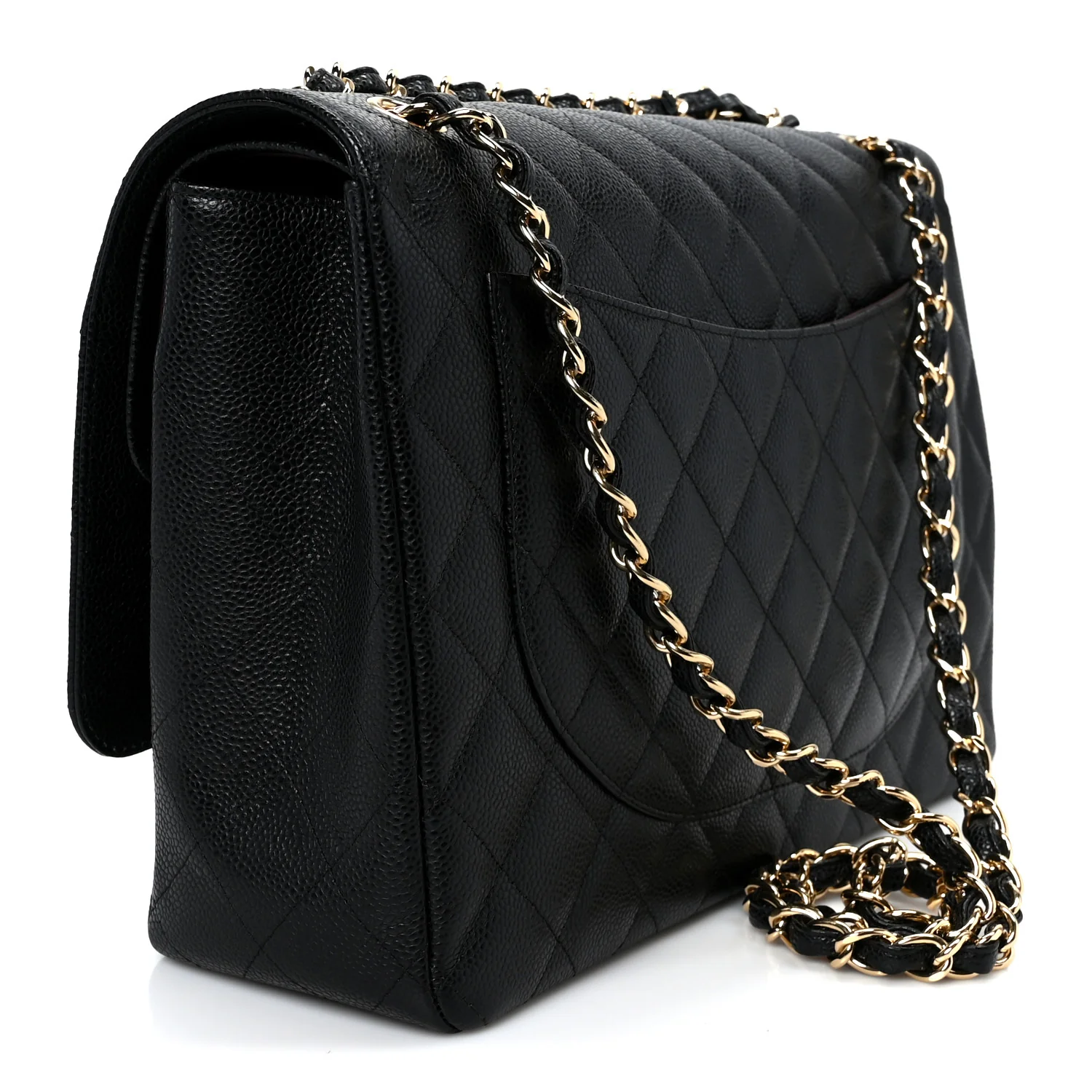Caviar Quilted Maxi Double Flap Black