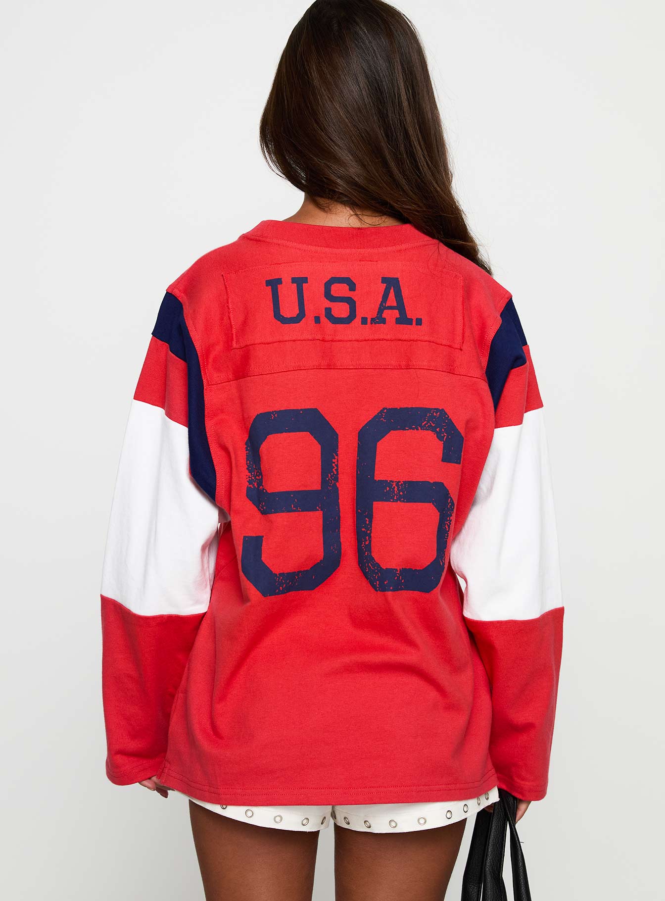 MLS 96 Retro Oversized Long Sleeve Top Red