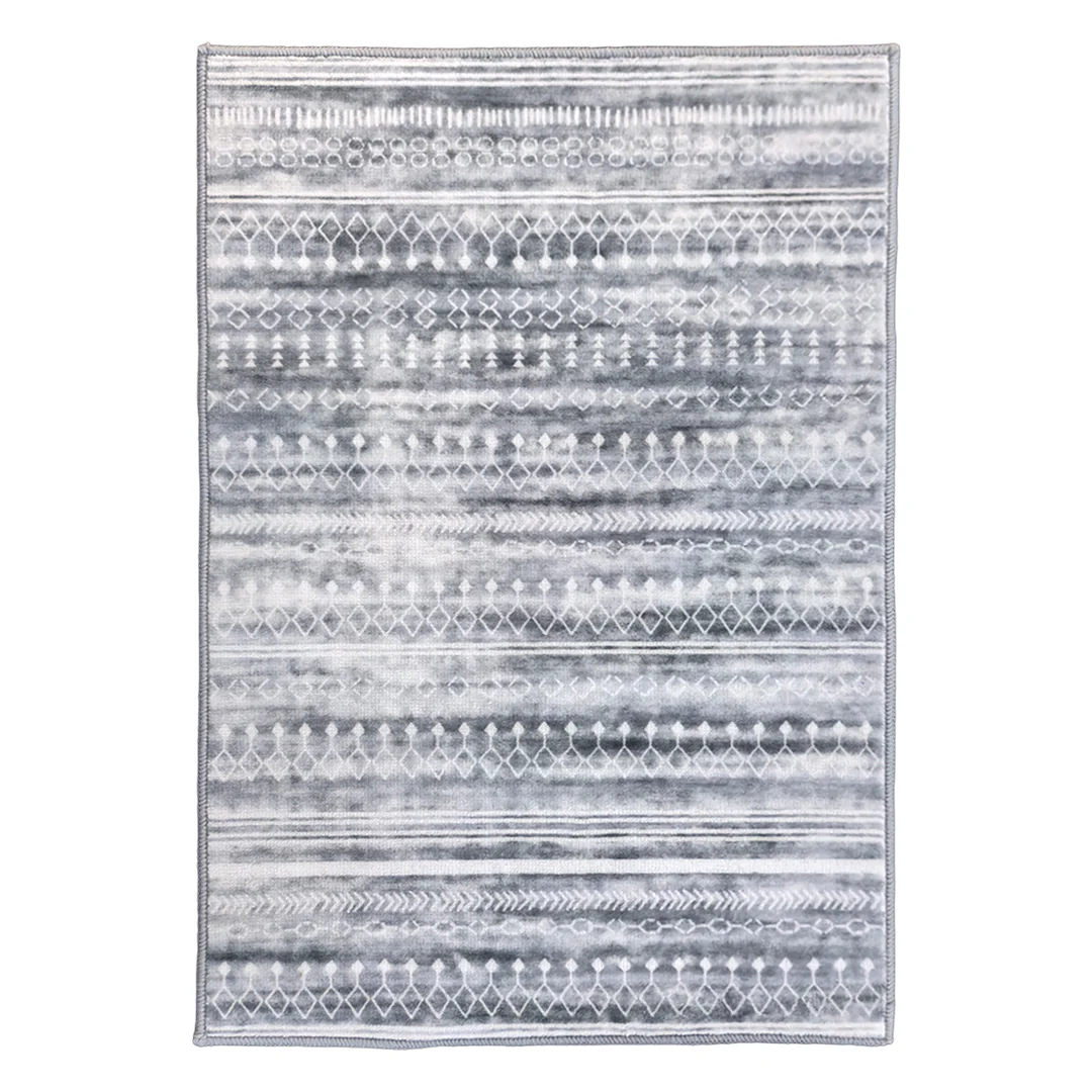 Muddy Mat® Greyline Washable Area Rugs for Living Room, Bedroom & Dining Room – Modern Soft Low Pile Non Slip Carpet – Pet Friendly Waterproof Foldable Rugs for Home