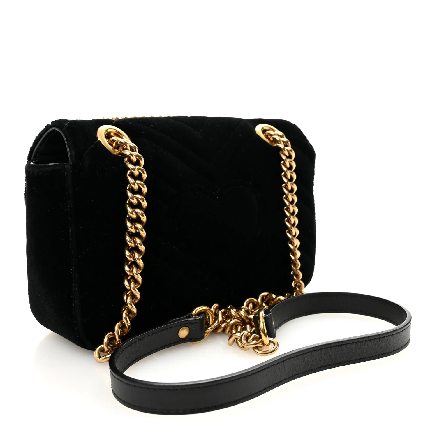 Velvet Matelasse Mini GG Marmont Shoulder Bag Black - Top Club