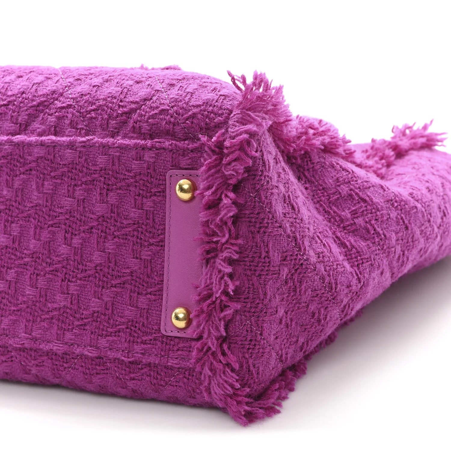 Wool Tweed Large Zipped Shopping Tote Magenta - Top Club