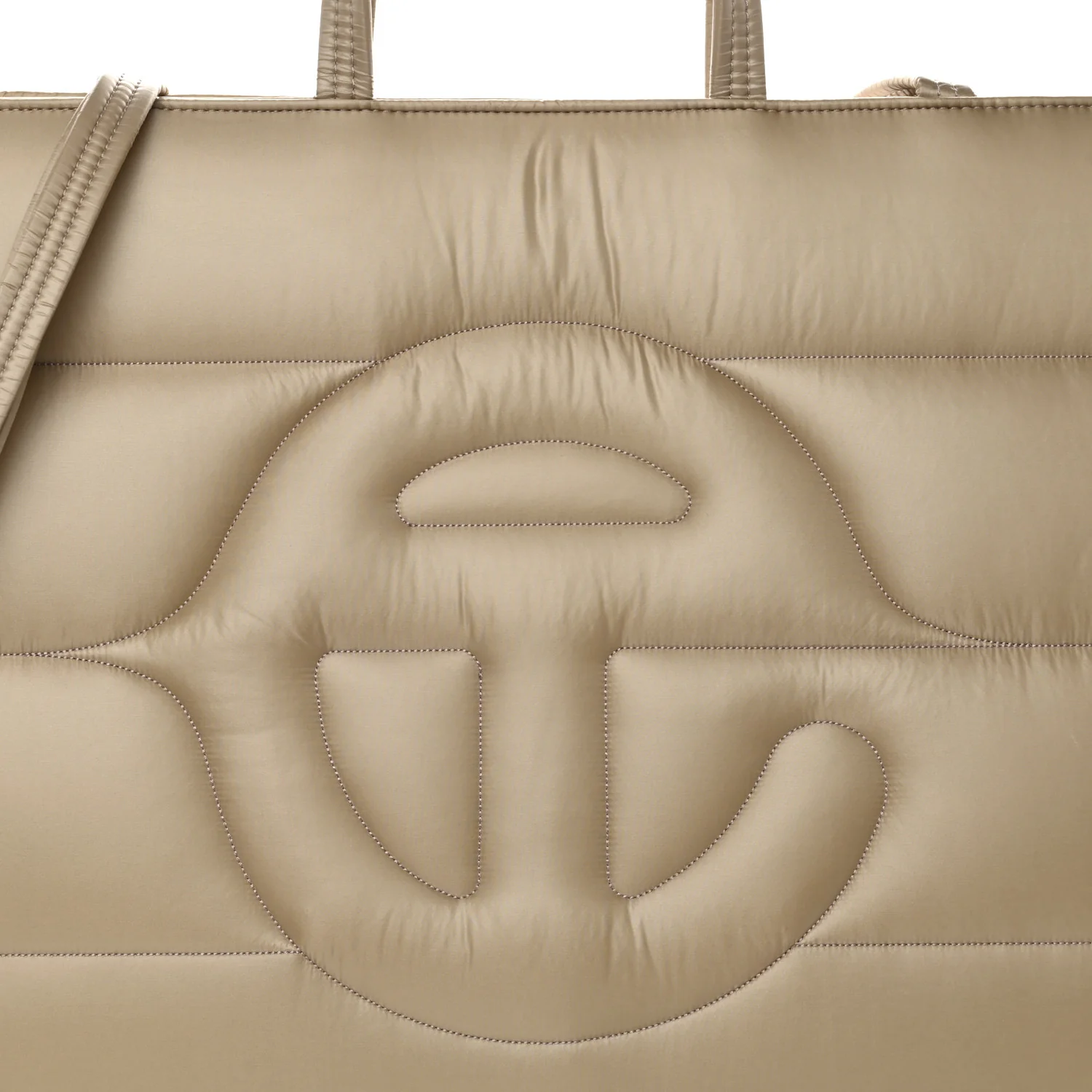 Nylon Large Puff Shopping Bag Cream - Top Club