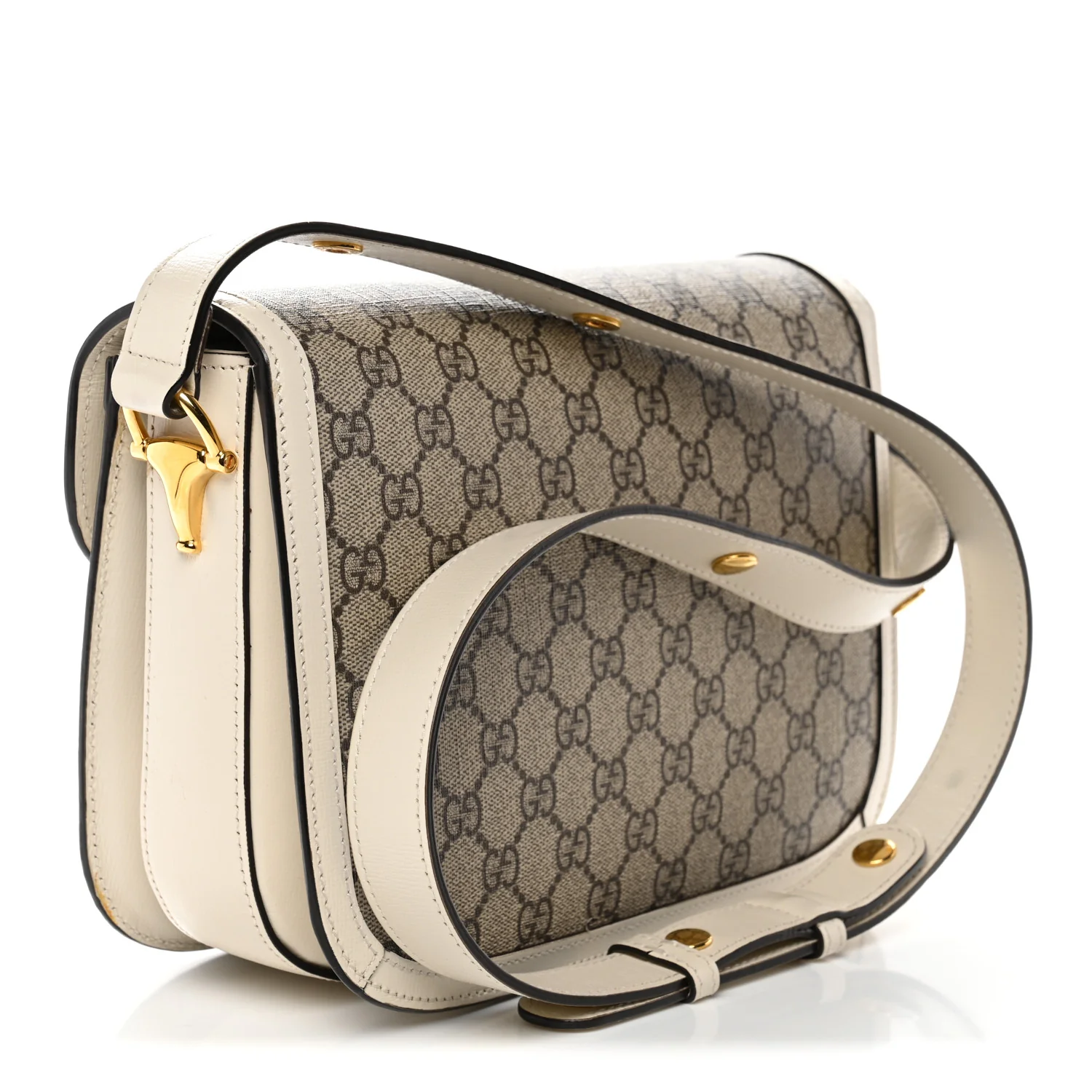 GG Supreme Monogram Horsebit 1955 Shoulder Bag Beige Mystic White - Top Club