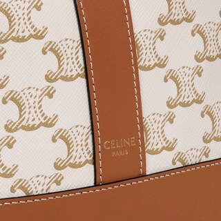 SMALL BUCKET IN TRIOMPHE CANVAS AND CALFSKIN WHITE - Top Club
