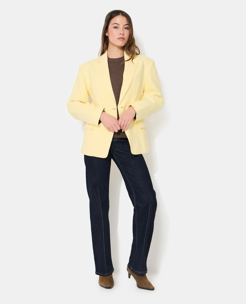 Pimkie Veste blazer long et cintré en tissu effet lin